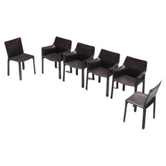 Stunning Cab 412 & 413 set in Tobacco leather by Mario Bellini - CASSINA Italy