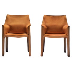 Atemberaubende Cab 413-Stühle aus Naturleder von Mario Bellini für CASSINA Italien