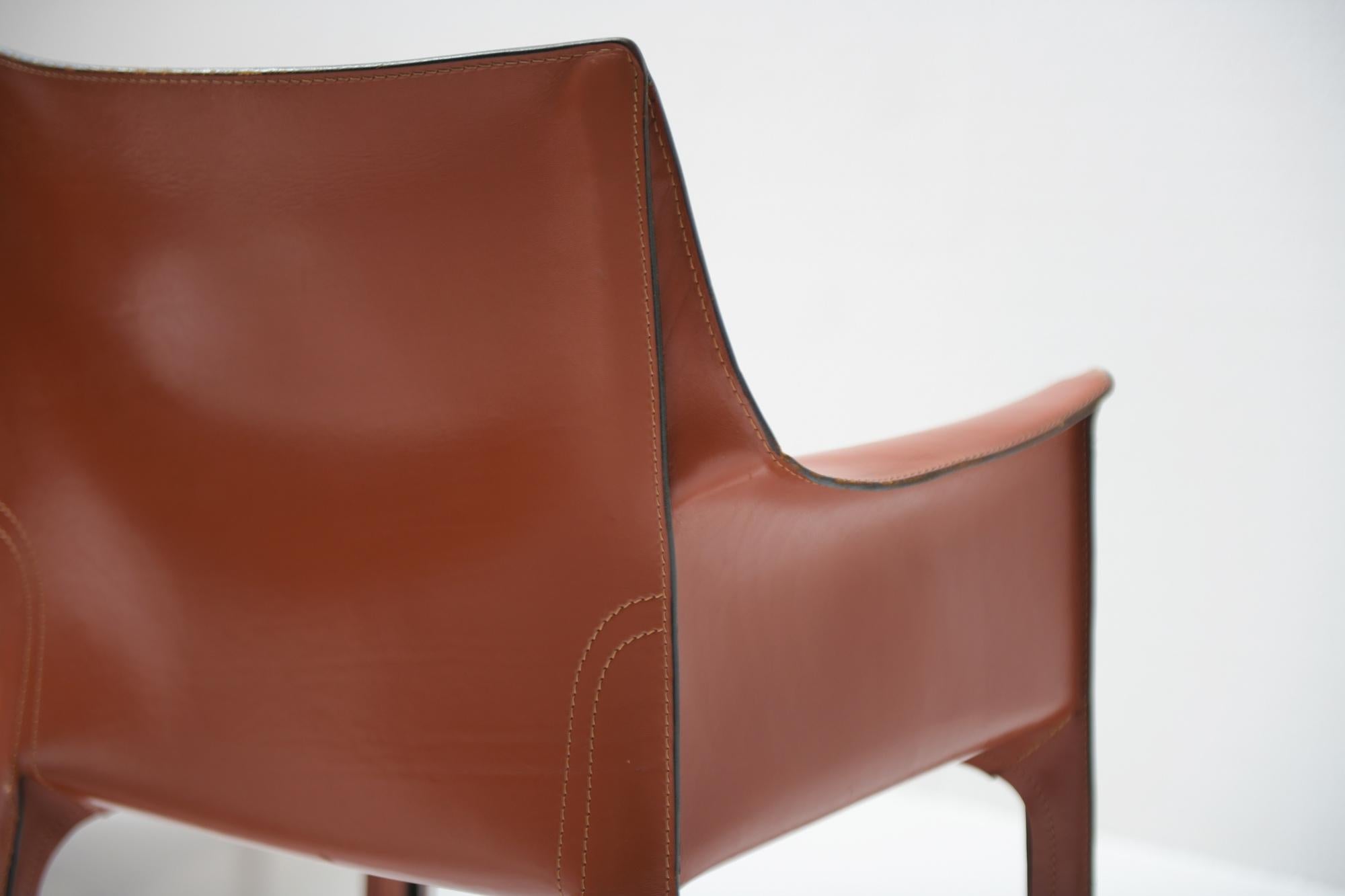 Stunning Cab 413 Dining Chairs in Burgundy Leather by Mario Bellini for Cassina 5
