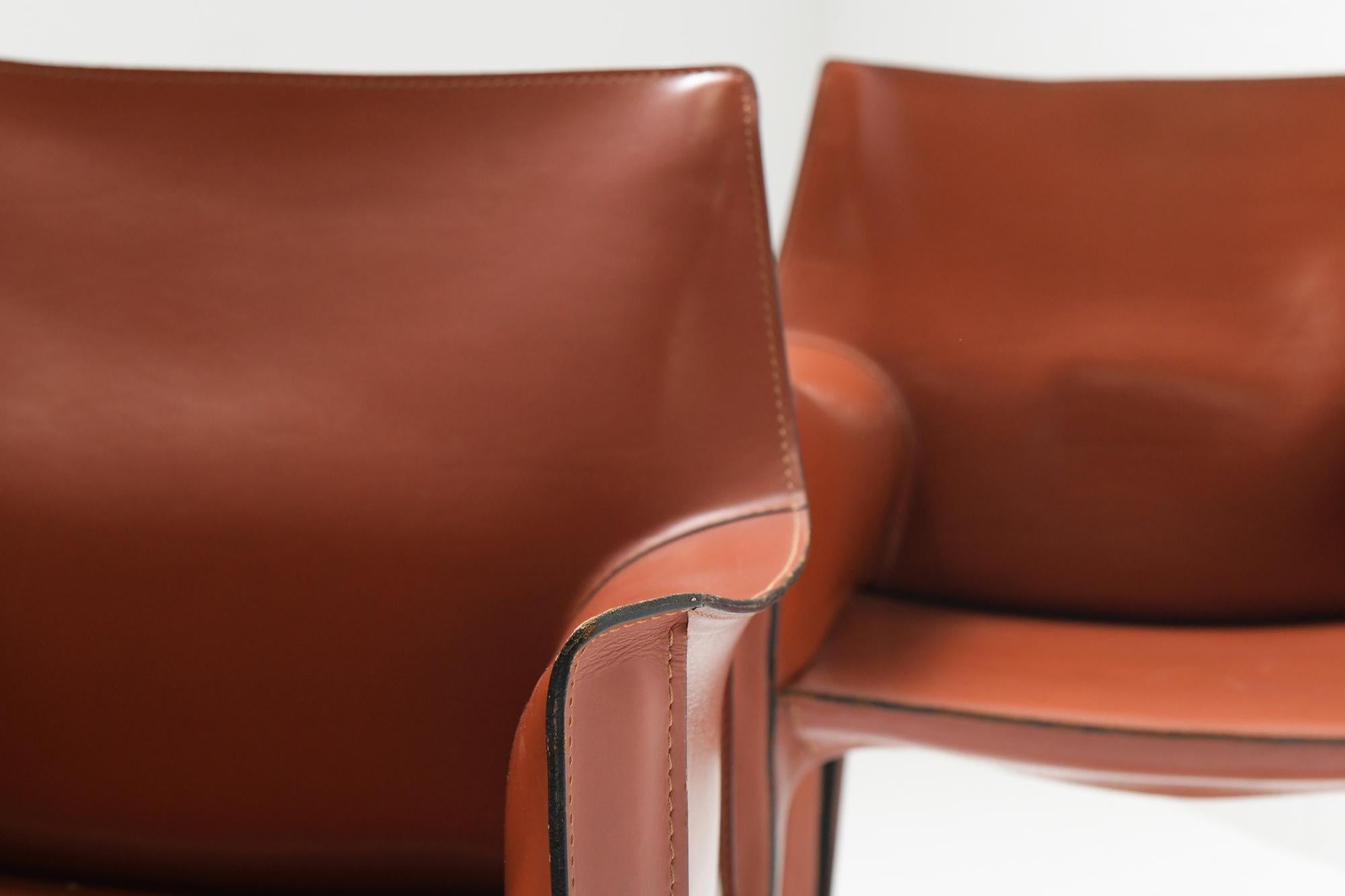 20th Century Stunning Cab 413 Dining Chairs in Burgundy Leather by Mario Bellini for Cassina
