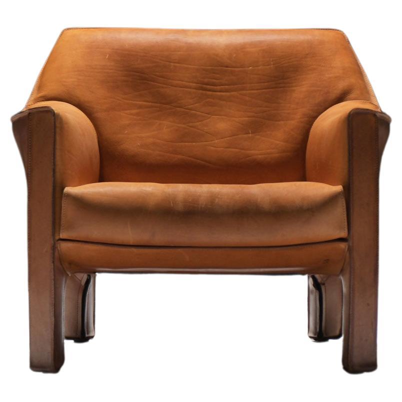 Stunning Cab 415 chair in natural cognac leather - Mario Bellini - CASSINA Italy