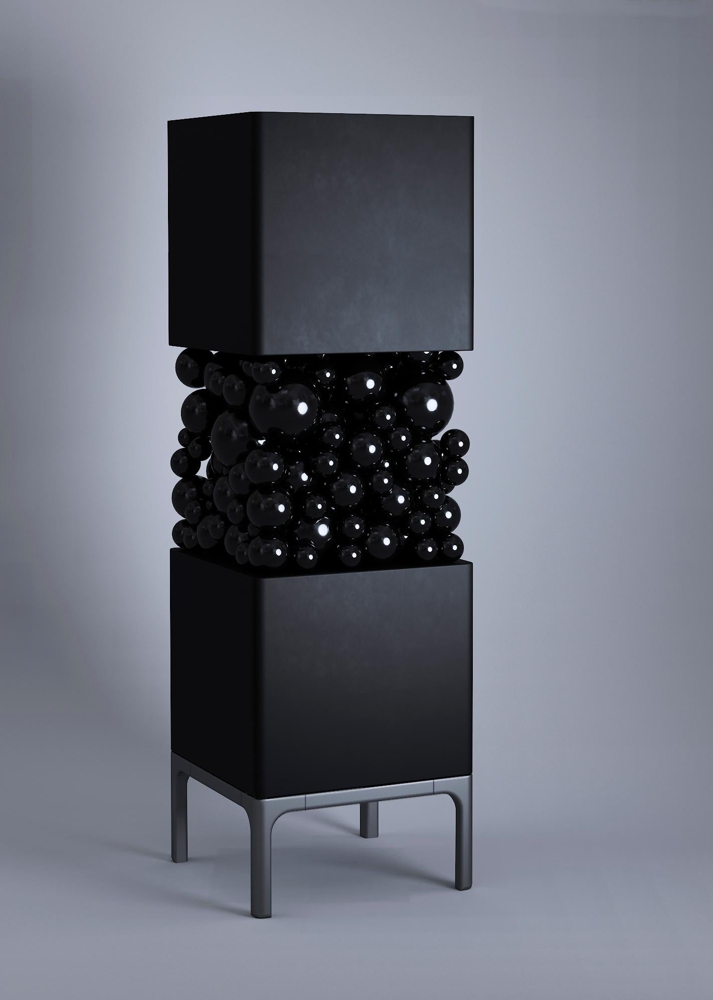 Metal Stunning Cabinet Bubbles with Glass Balls and Brass Legs for Tasteful Interior For Sale