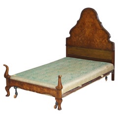 Stunning Cabriole Leg Burr & Burl Walnut Double Bedframe Original Divan Base