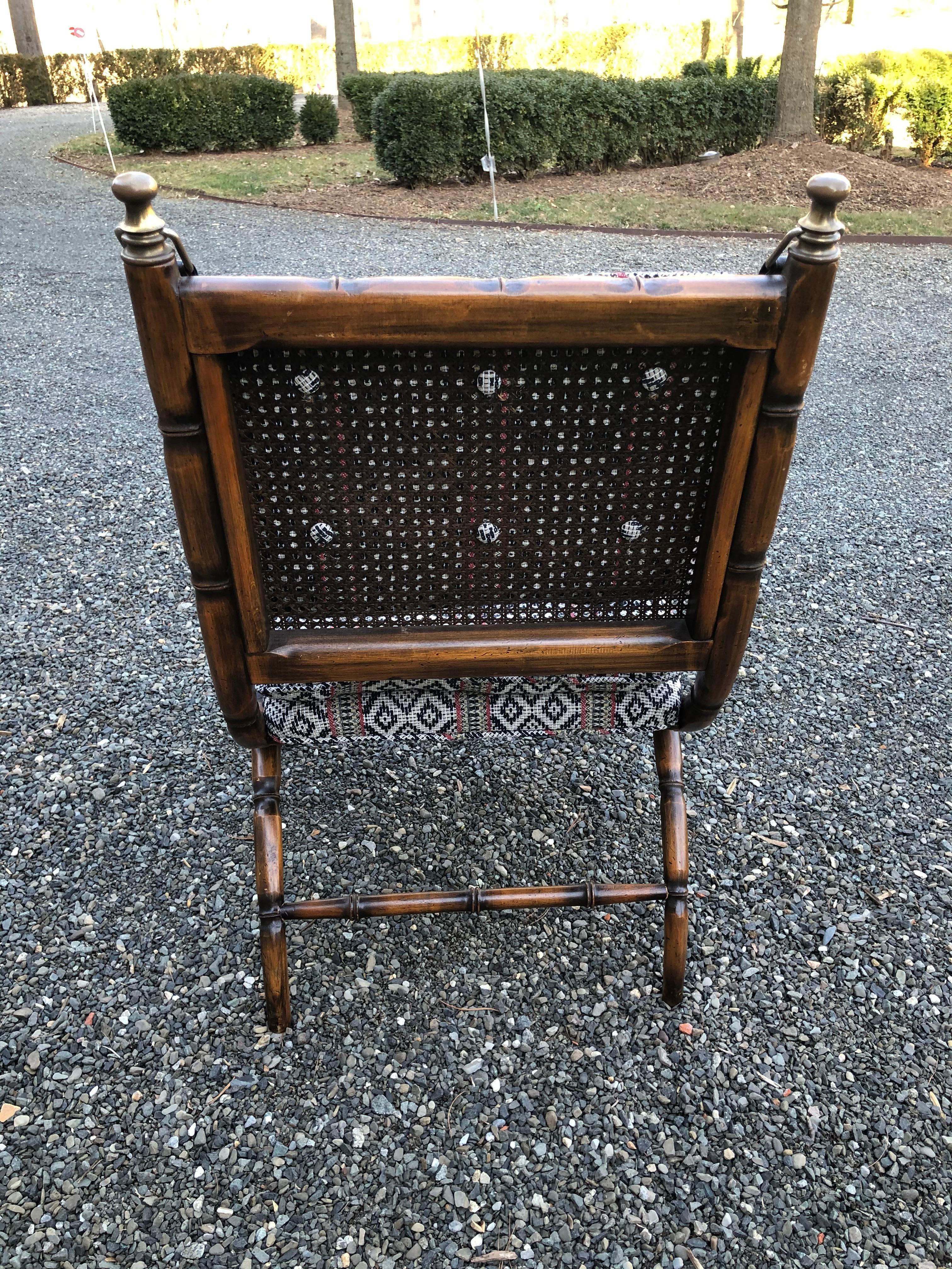 Stunning Campaign Style Chair with Faux Bamboo In Excellent Condition In Hopewell, NJ