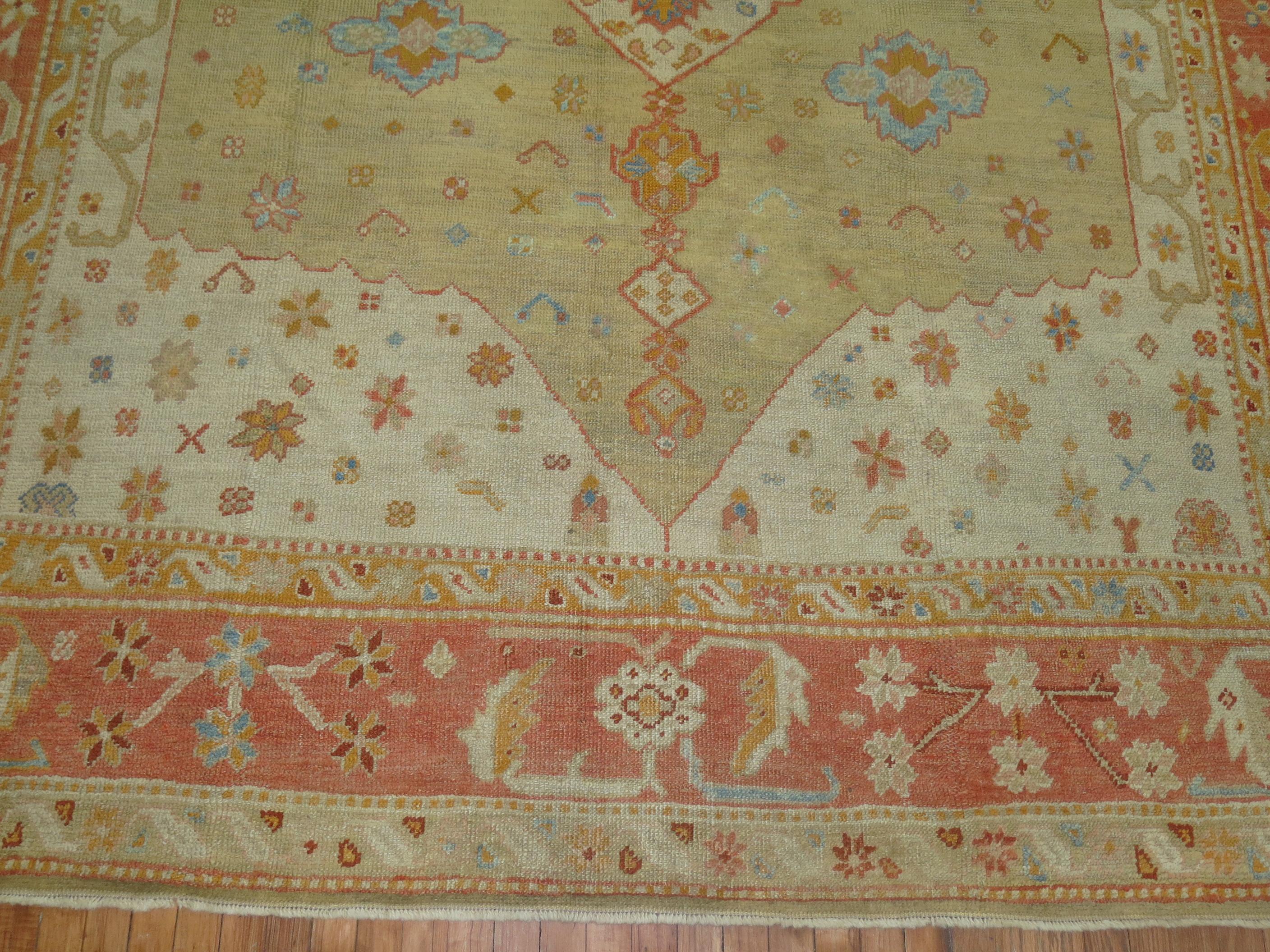 20th Century Stunning Caramel Orange Antique Turkish Oushak Rug