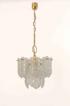Stunning Carl Fagerlund Chandelier Murano Glass Leaves, 1960s