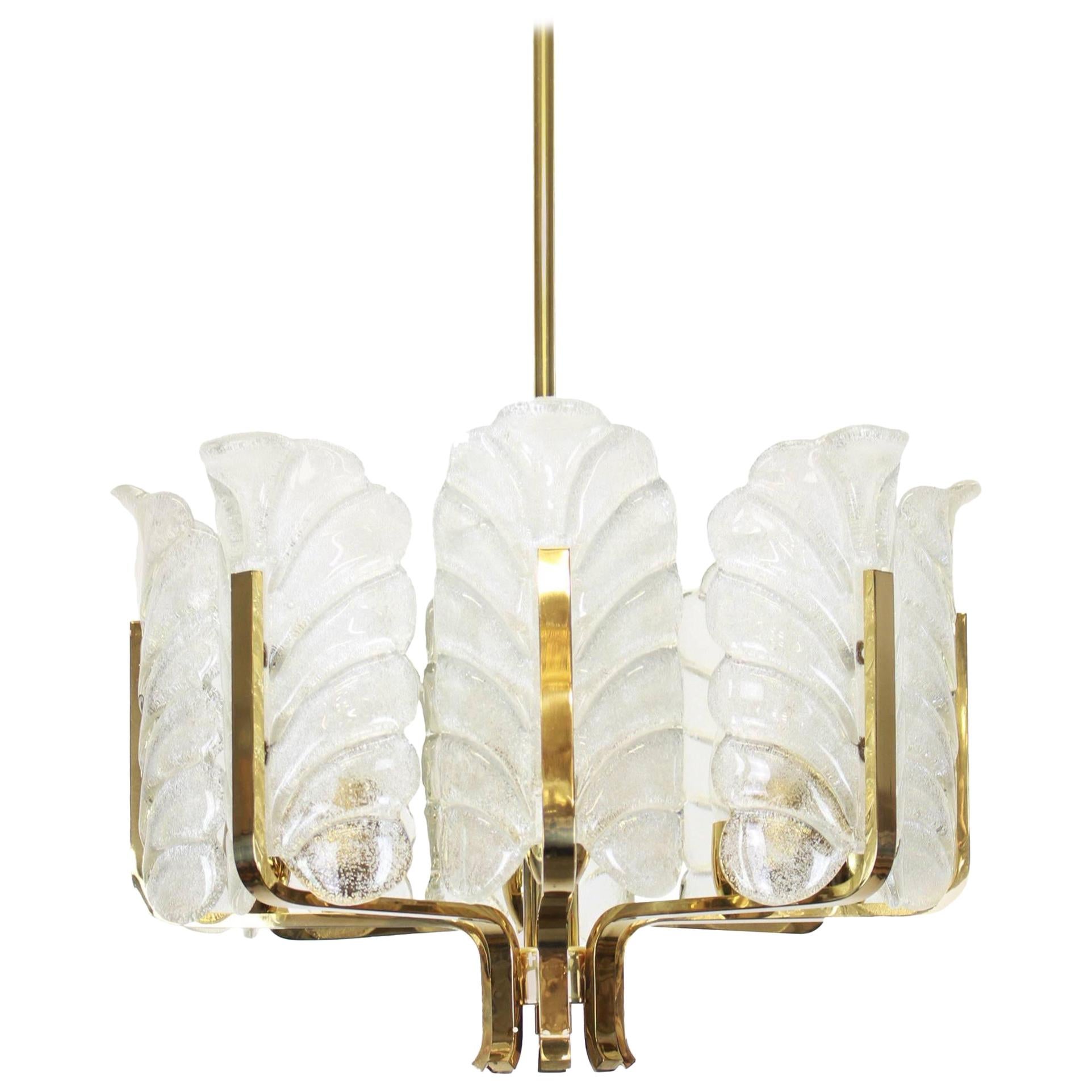 Mid-Century Modern 1 of 2 Stunning Carl Fagerlund Chandelier Murano Glass Leaves, 1960s