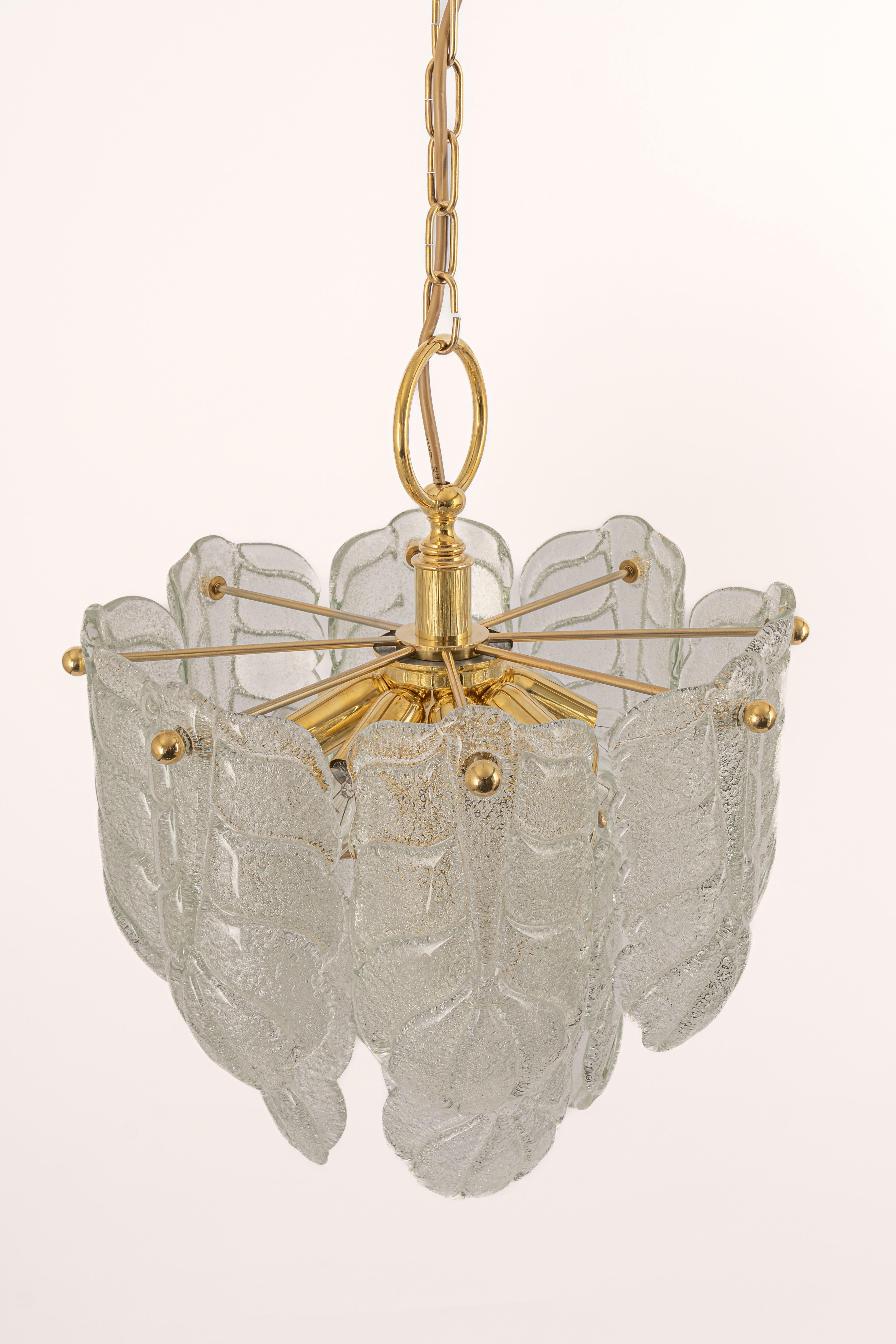 Mid-Century Modern Stunning Carl Fagerlund Chandelier Murano Glass Leaves, 1960s For Sale
