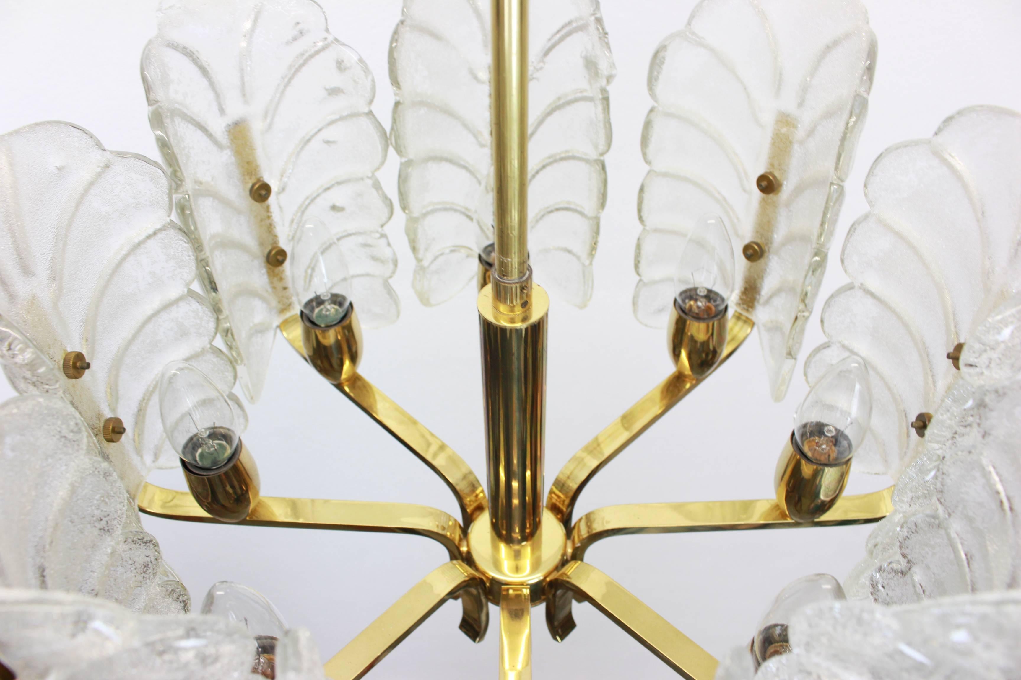 Mid-20th Century Stunning Carl Fagerlund Chandelier Murano Glass Leaves, 1960s