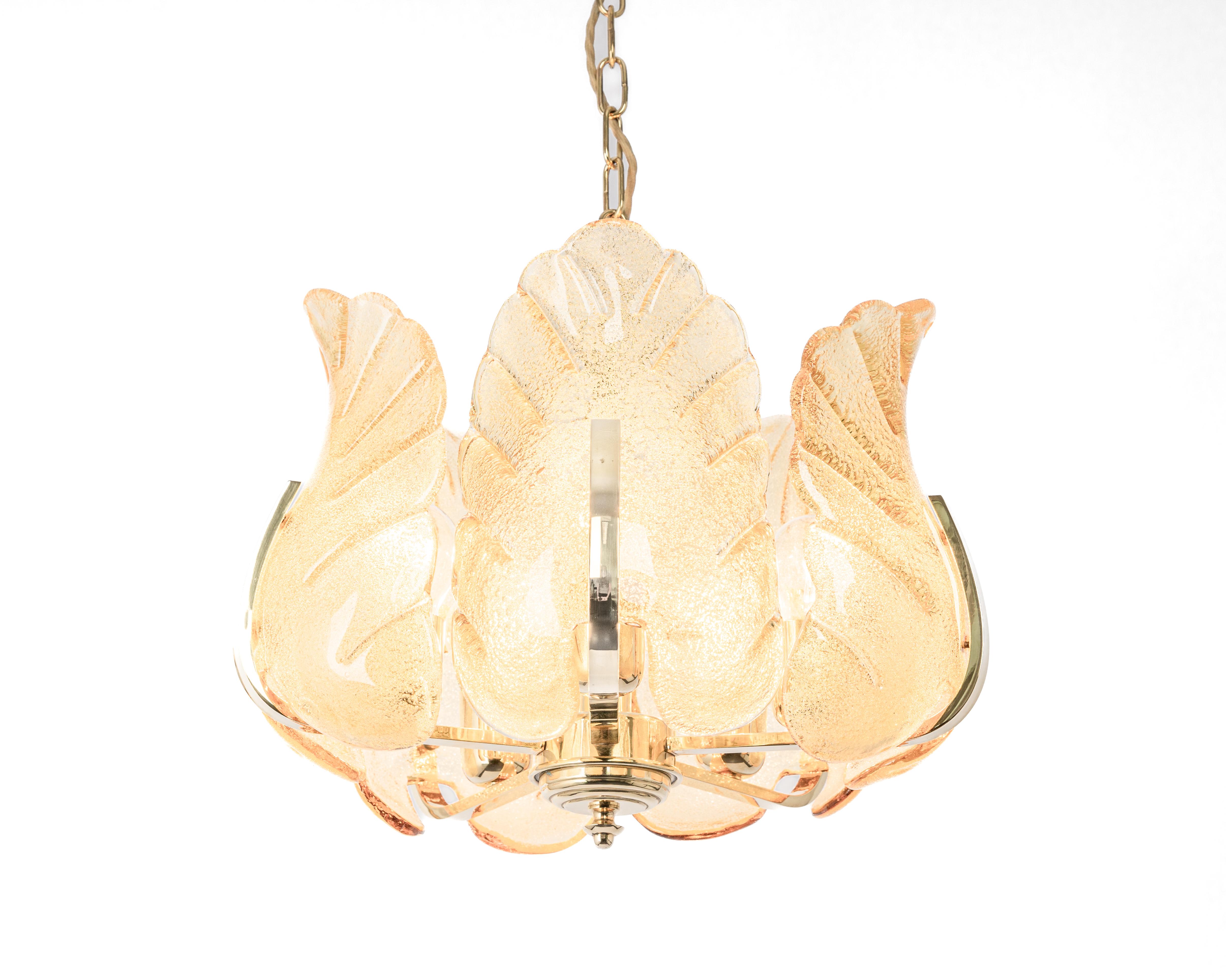 Mid-20th Century Stunning Carl Fagerlund Chandelier Murano Glass Leaves, 1960s For Sale