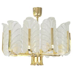 Stunning Carl Fagerlund Chandelier Murano Glass Leaves, 1960s