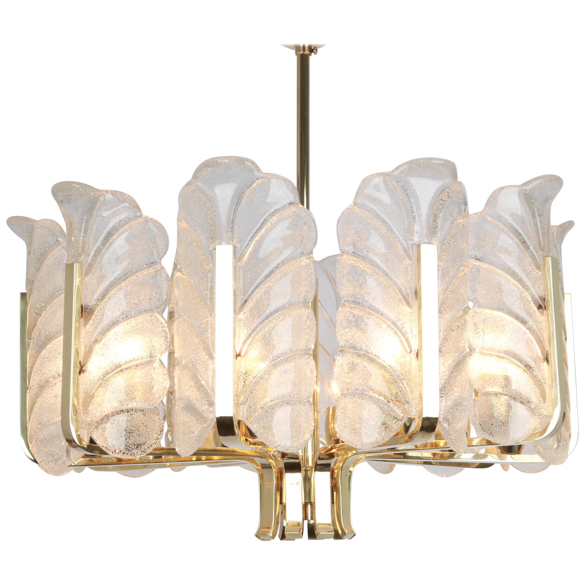 Stunning Carl Fagerlund Chandelier Murano Glass Leaves, 1960s