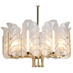 Stunning Carl Fagerlund Chandelier Murano Glass Leaves, 1960s