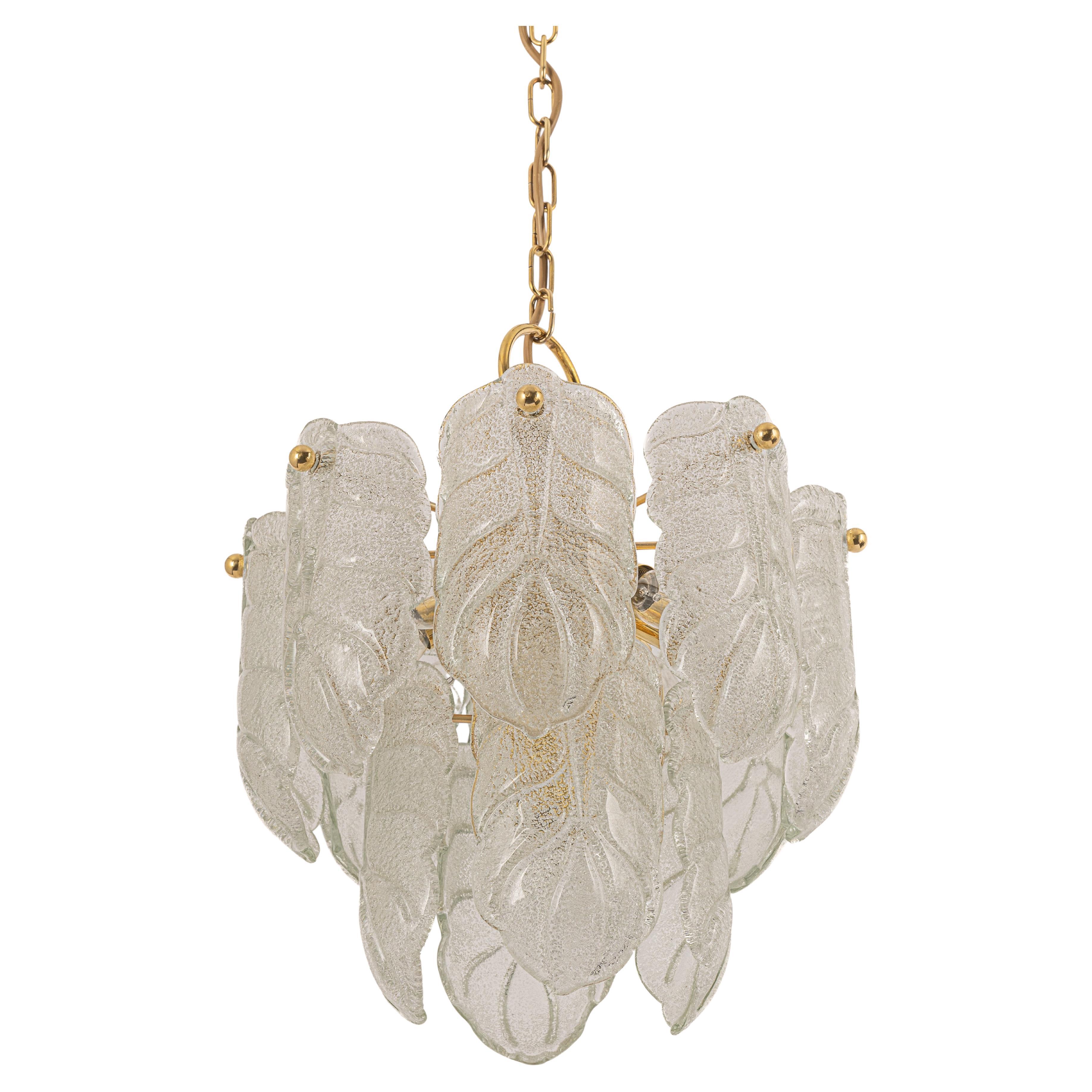 Stunning Carl Fagerlund Chandelier Murano Glass Leaves, 1960s