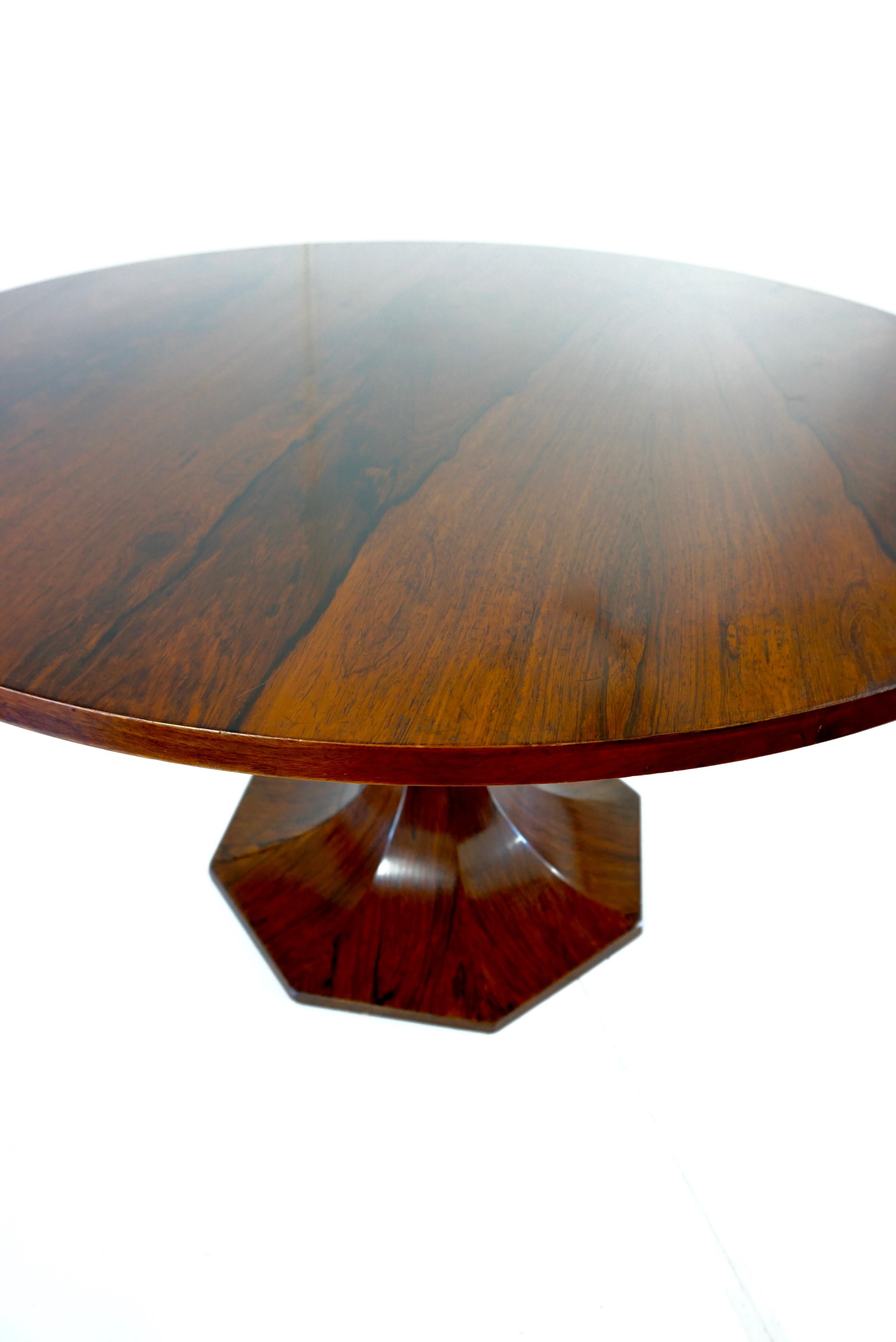Stunning Carlo de Carli Large Wood Veneer Round Pedestal Dining Table, 1960 4