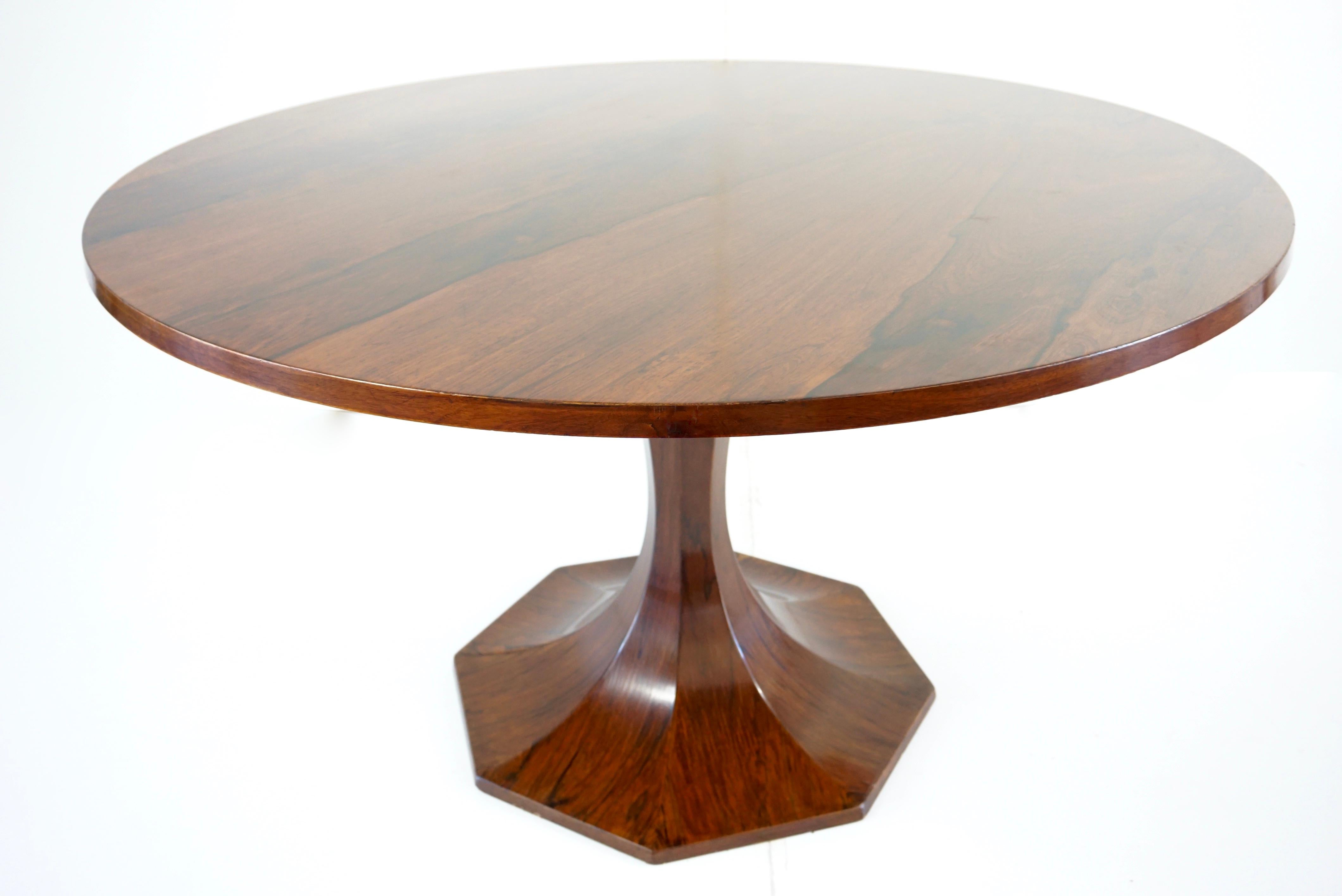 Bentwood Stunning Carlo de Carli Large Wood Veneer Round Pedestal Dining Table, 1960