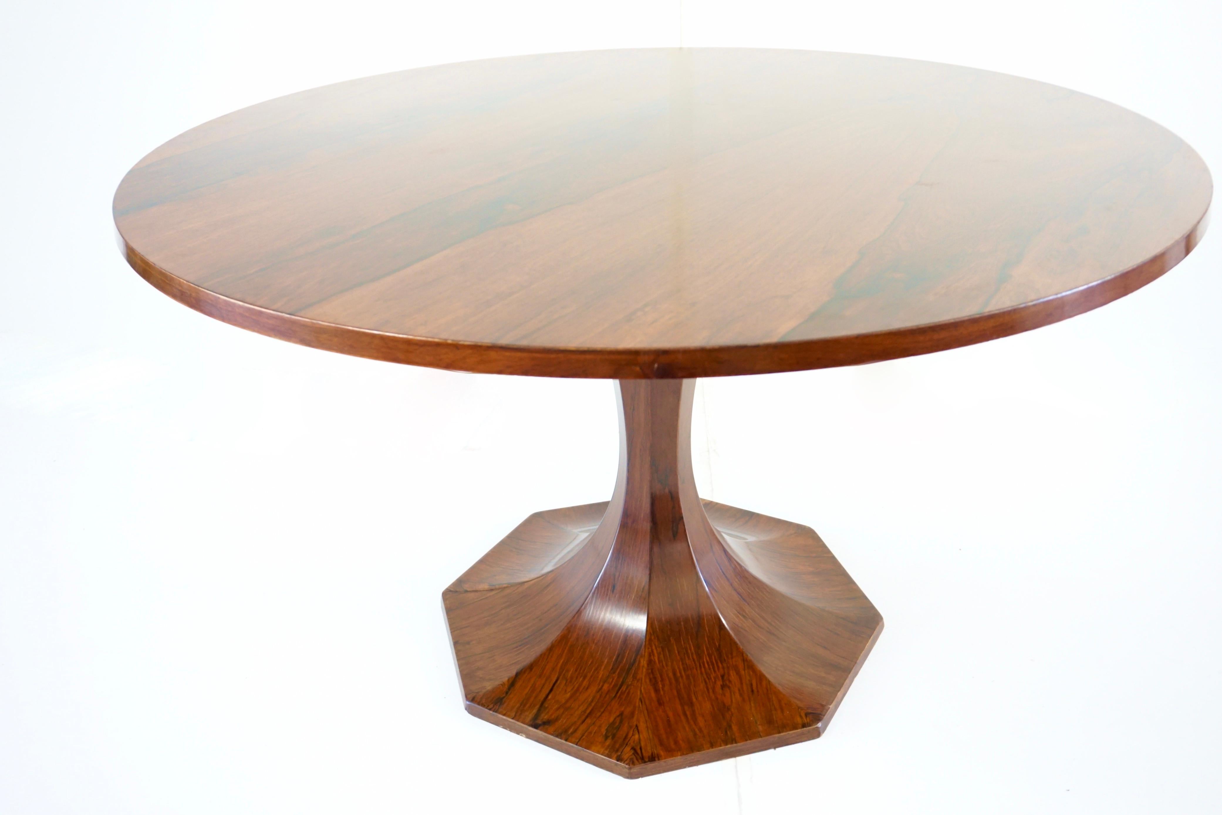 Stunning Carlo de Carli Large Wood Veneer Round Pedestal Dining Table, 1960 1
