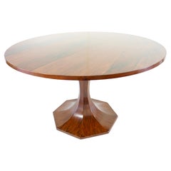 Stunning Carlo de Carli Large Wood Veneer Round Pedestal Dining Table, 1960