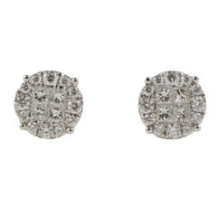 Stunning Carre and Round Diamond Earrings