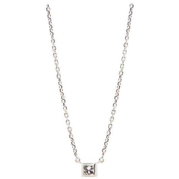 Stunning CARTIER Solitaire Diamond and White Gold Chain Necklace For ...