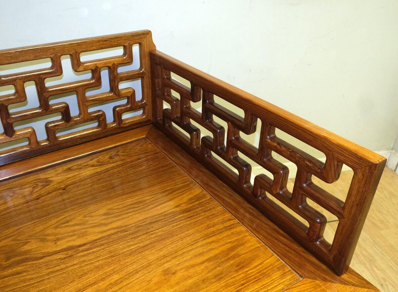 Stunning Carved Chinese Hardwood Opium Bed/Day Bed 'Lou Han Bed' Horse Hoof Feet 2