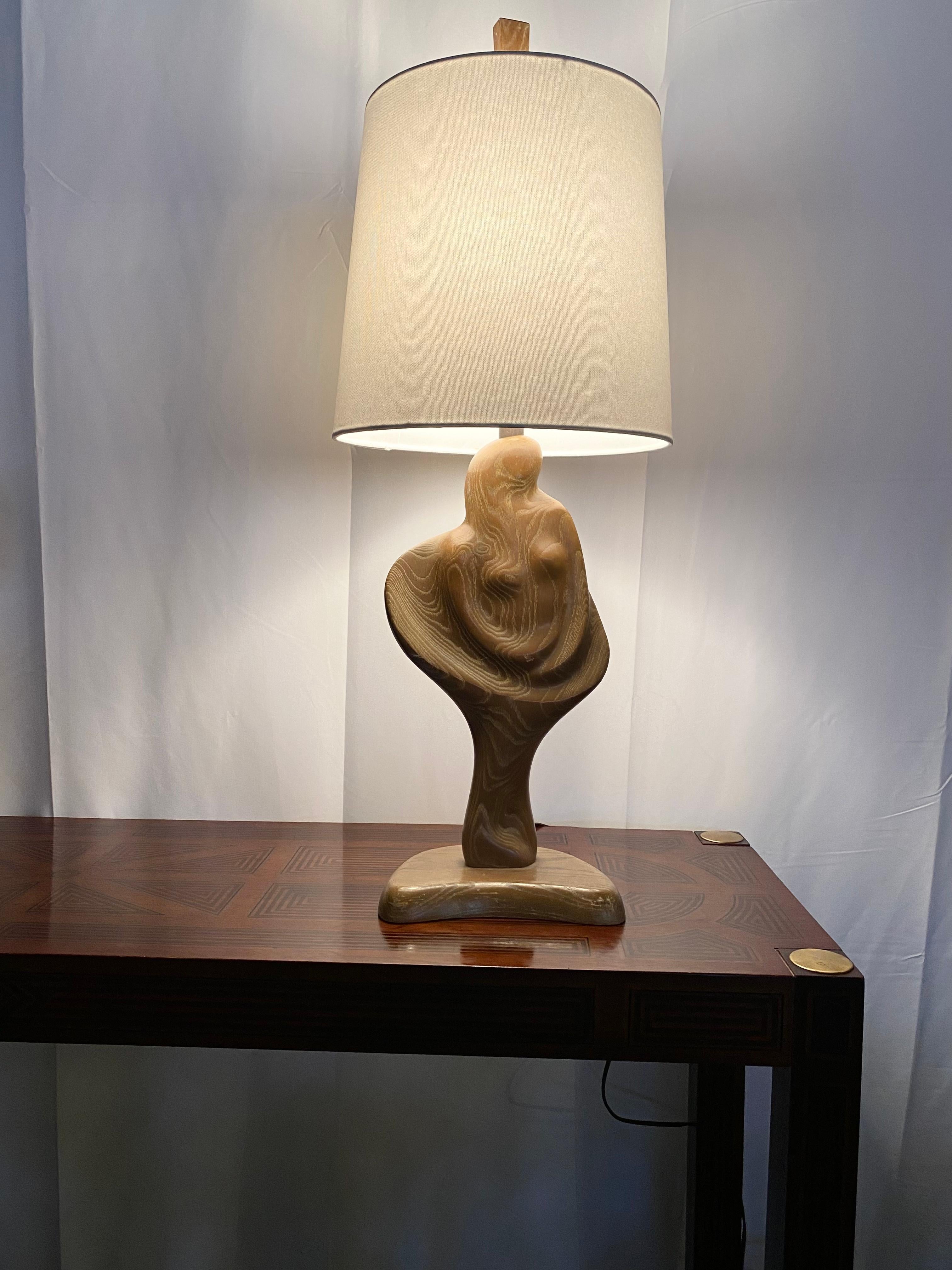 Mid-20th Century Stunning carved female lamp by Yasha Heifetz, circa 1950s For Sale