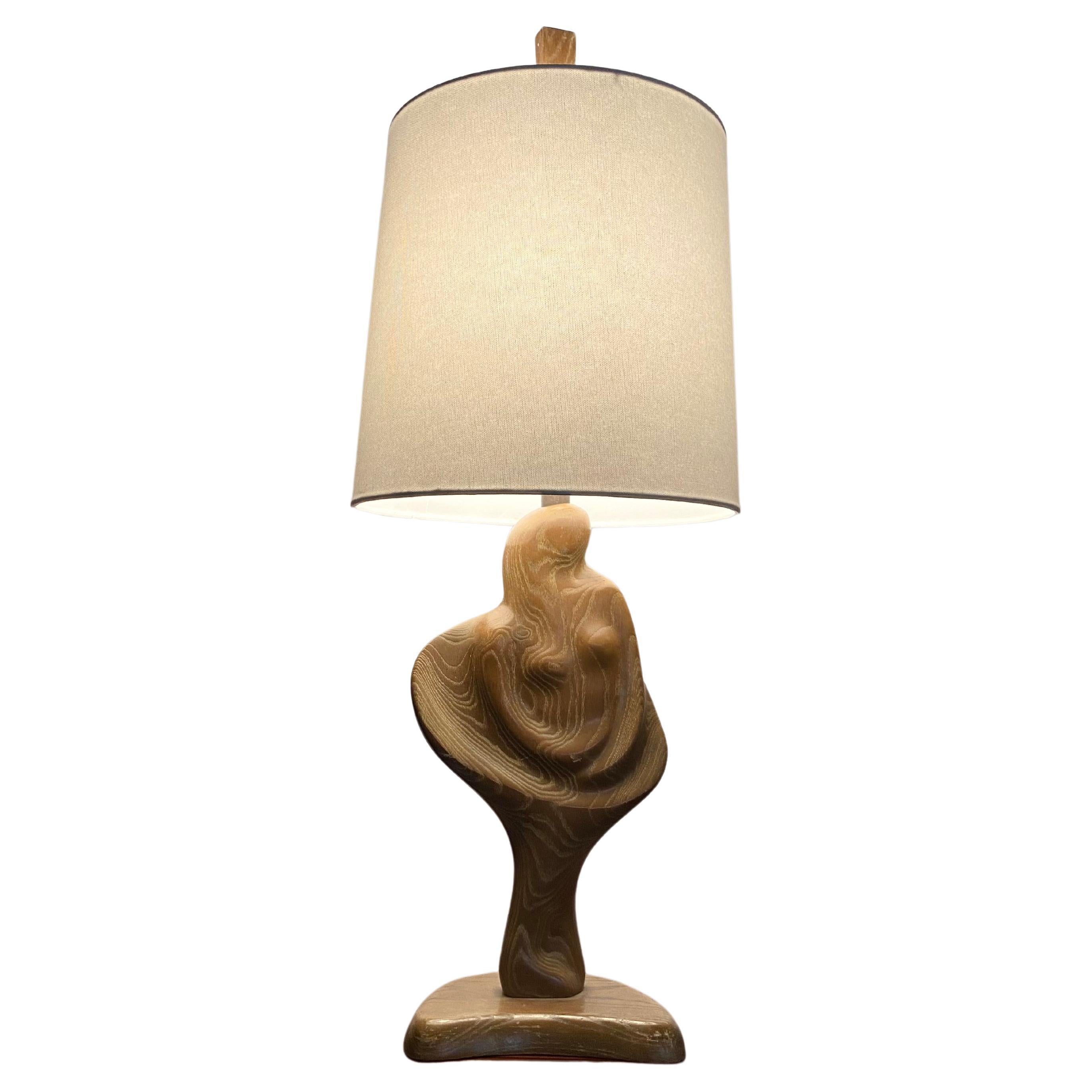 Stunning carved female lamp by Yasha Heifetz, circa 1950s For Sale