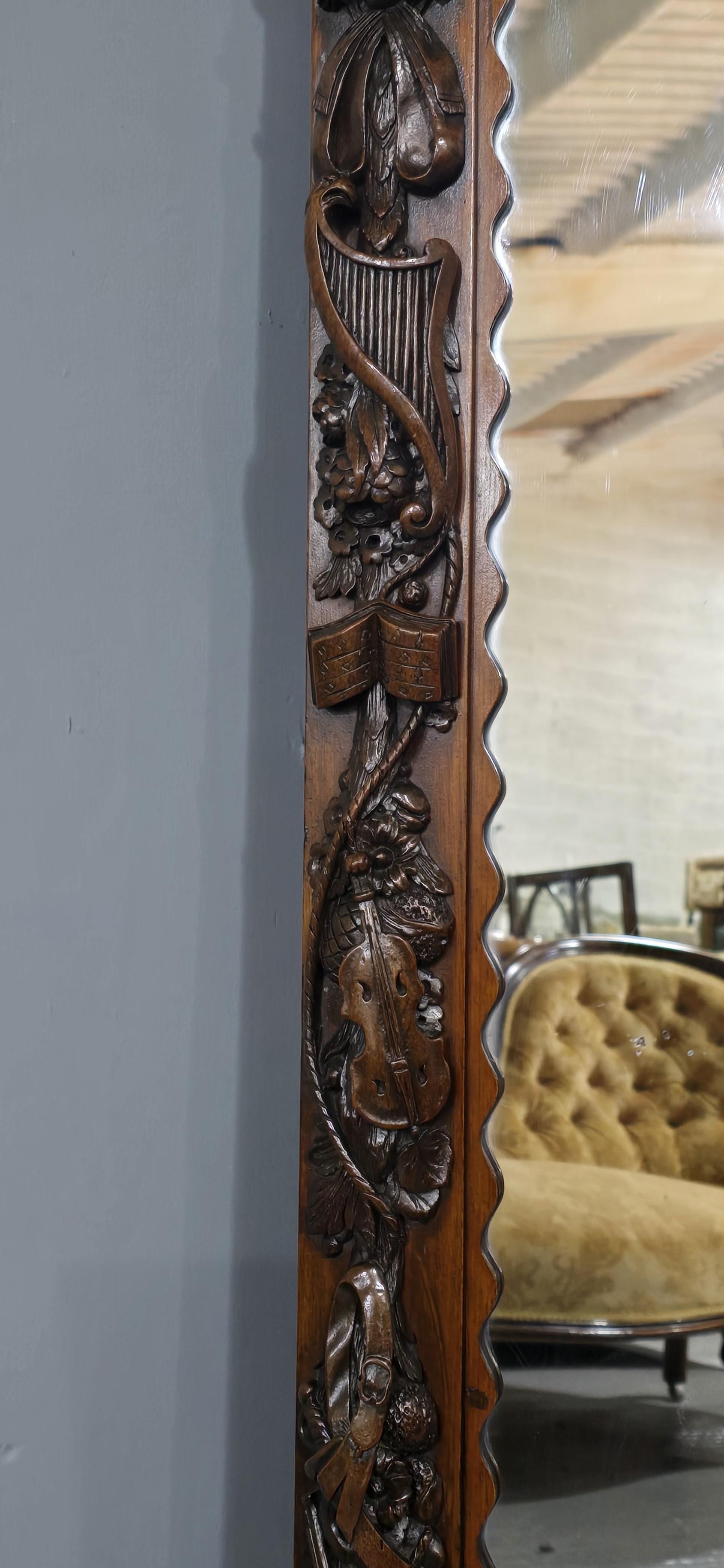 Stunning Carved Mahogany Overmantle Mirror For Sale 4
