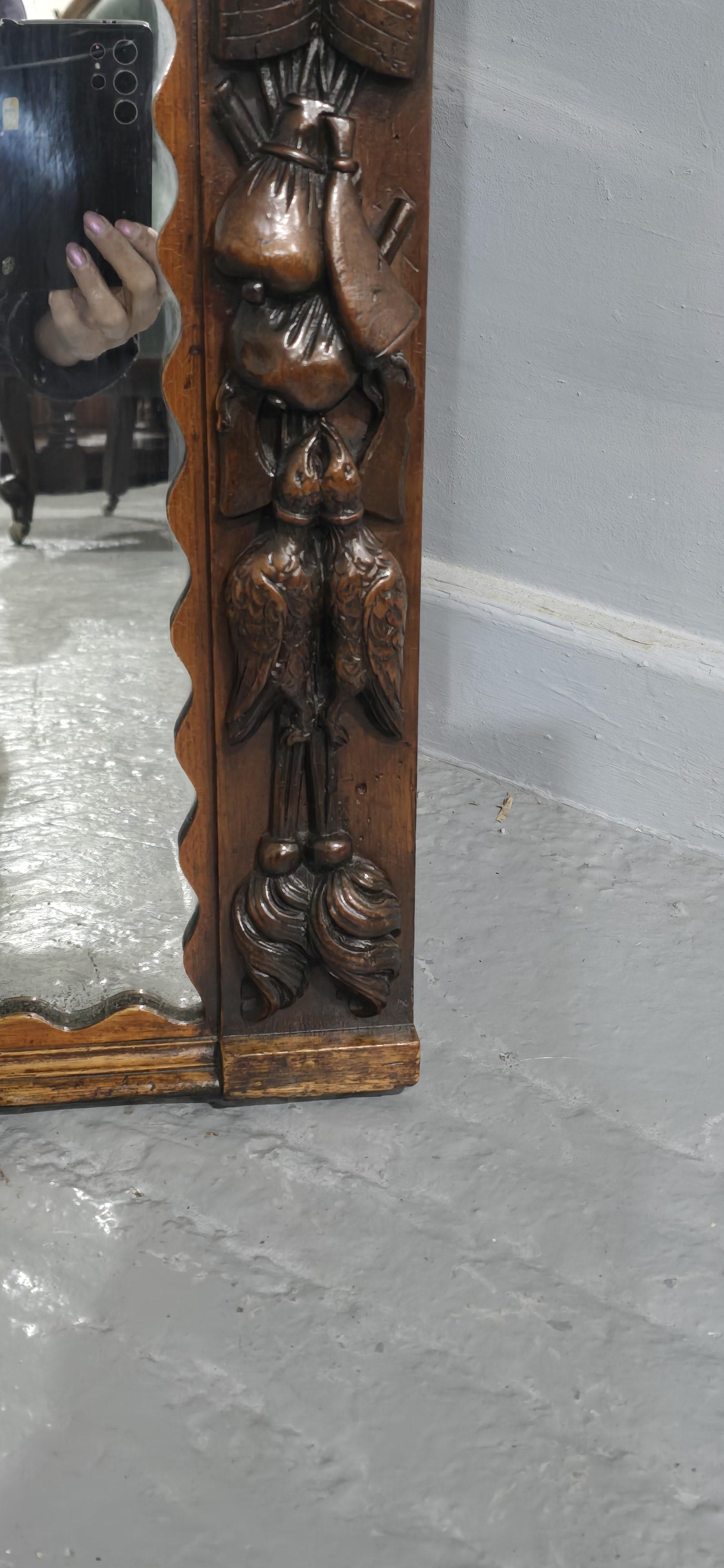 Stunning Carved Mahogany Overmantle Mirror For Sale 1
