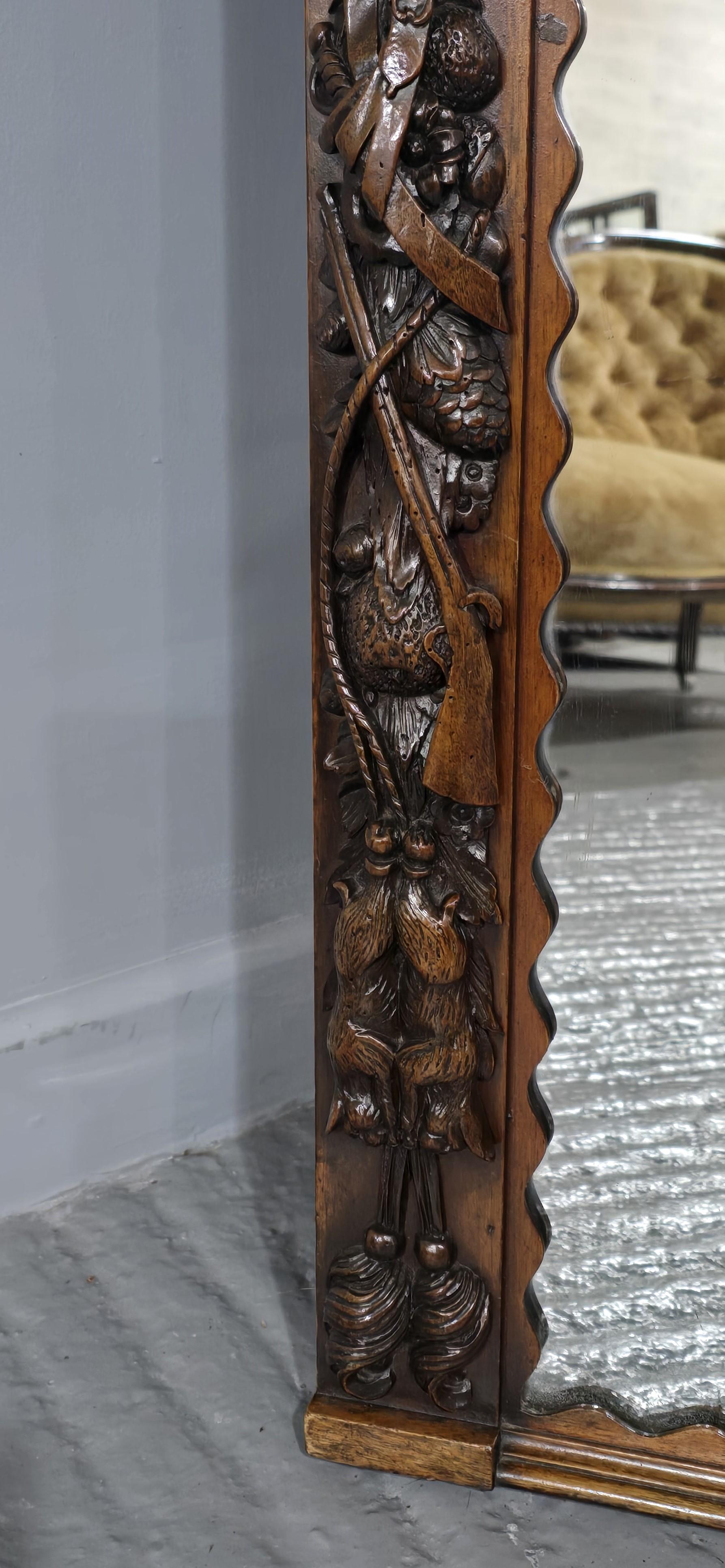 Stunning Carved Mahogany Overmantle Mirror For Sale 2