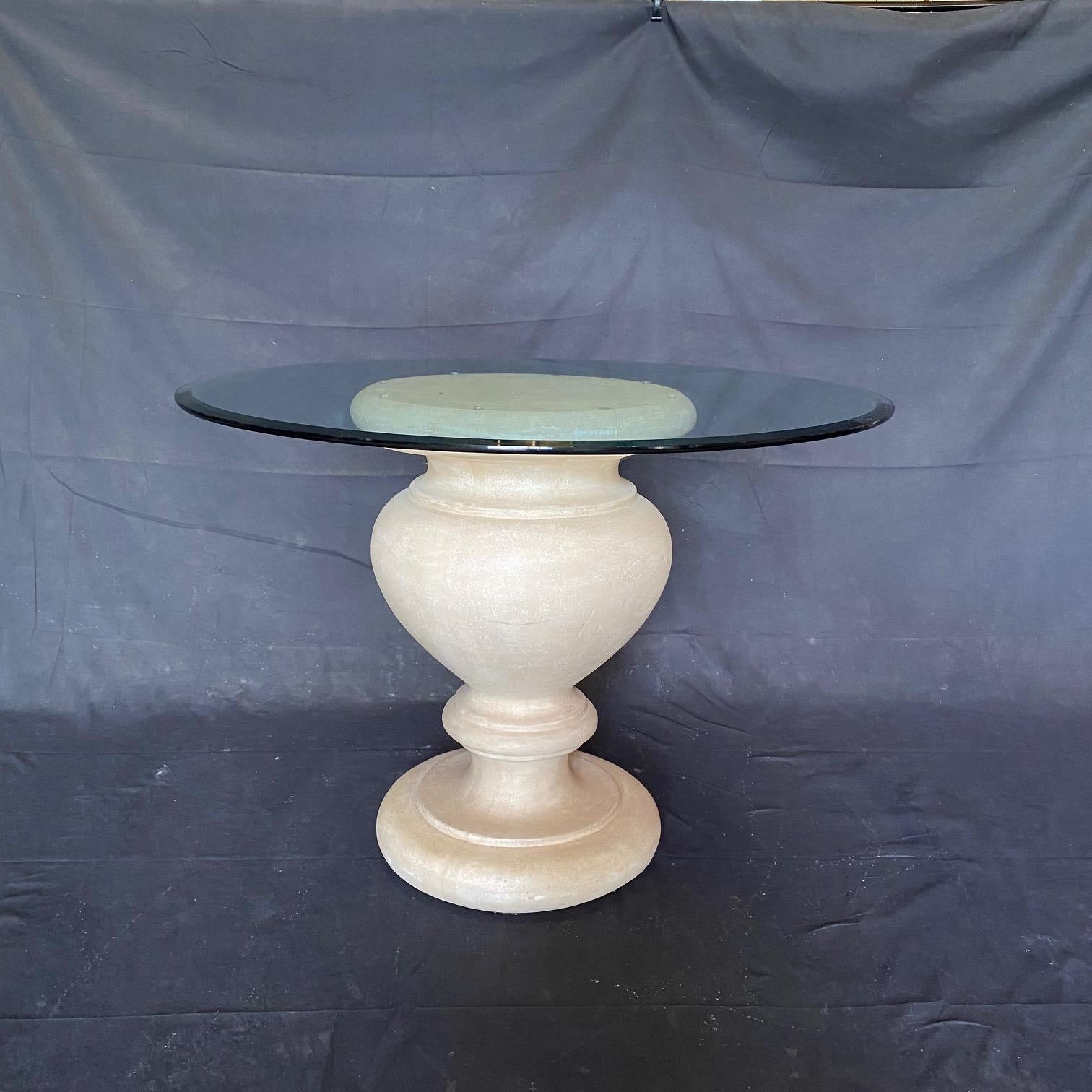 American Stunning Carved Stone Urn Based Side Table or Dining Table For Sale