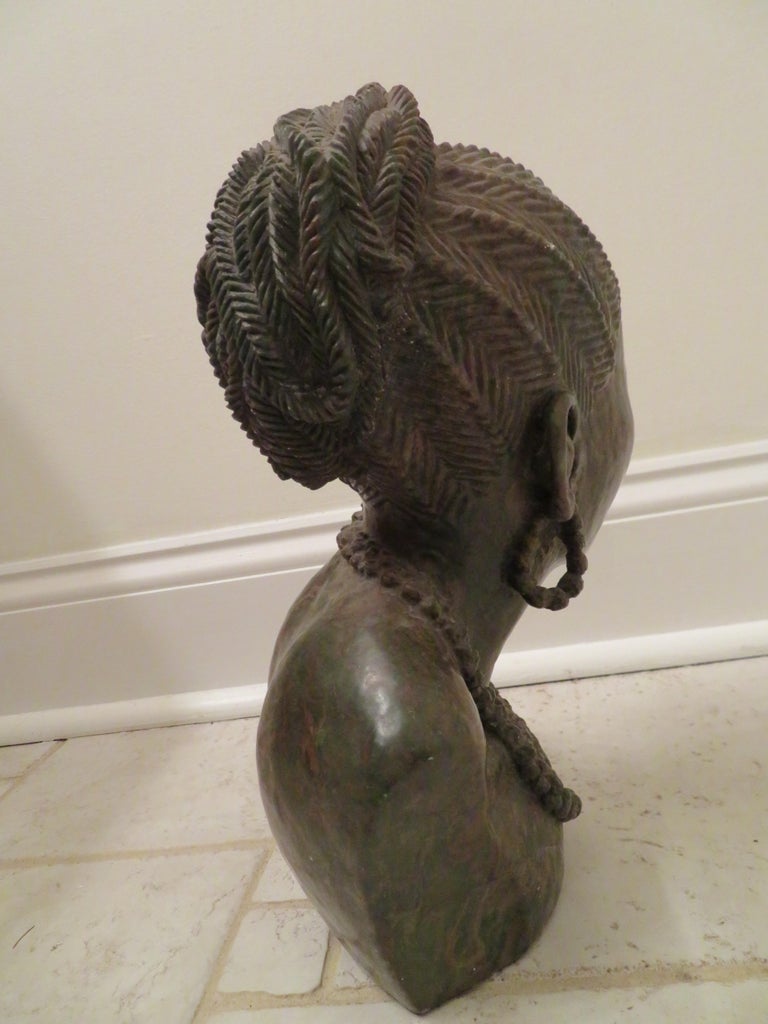Stunning Carved Verdite Sculpture James Tandi Africa Woman at 1stDibs