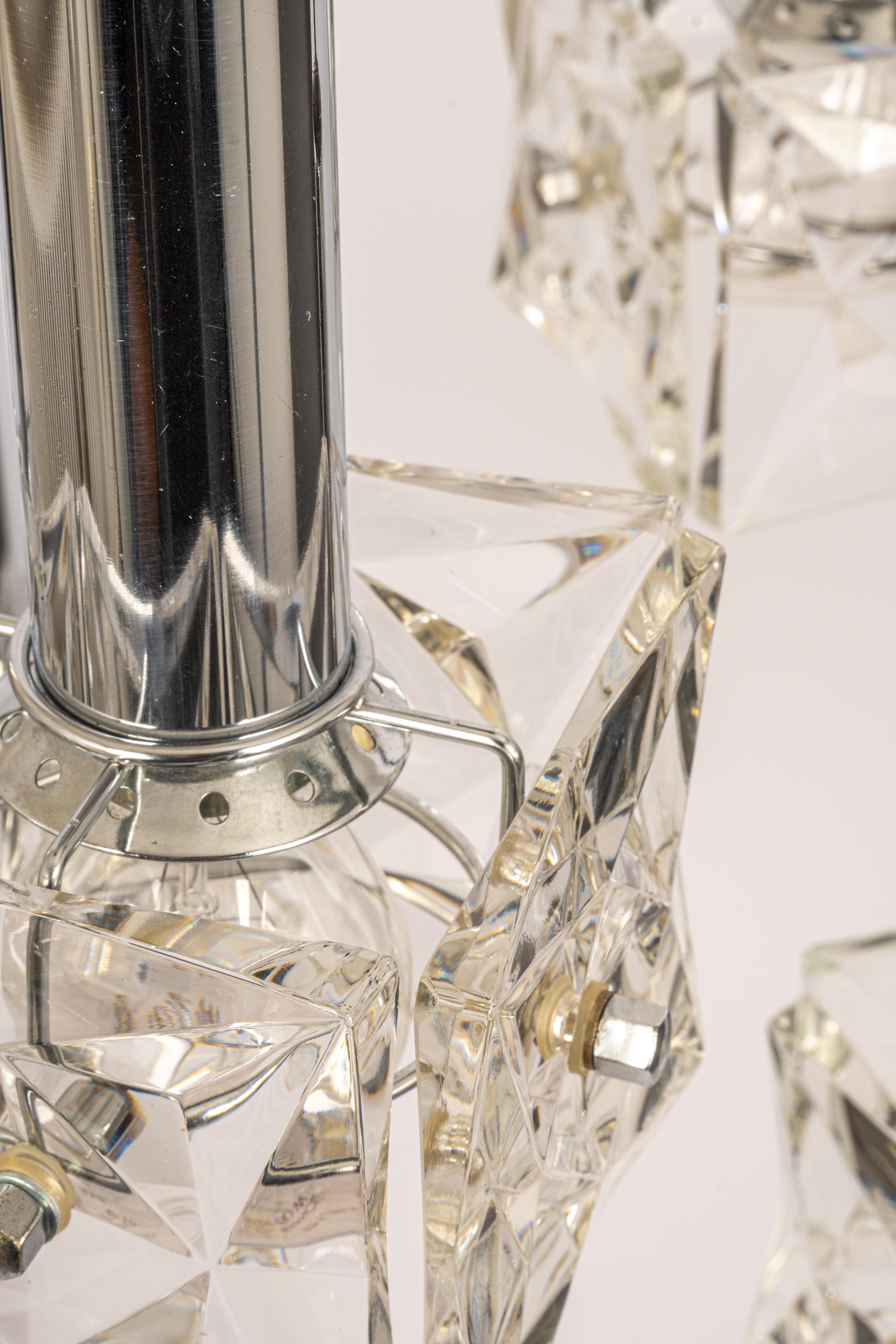 Stunning Cascade Chandelie, Chrome and Crystal Glass by Kinkeldey, Germany, 1970 In Good Condition For Sale In Aachen, NRW