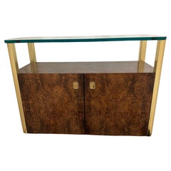 Stunning Century Furniture Mid Century Modern Burl & Glass Bar Cabinet