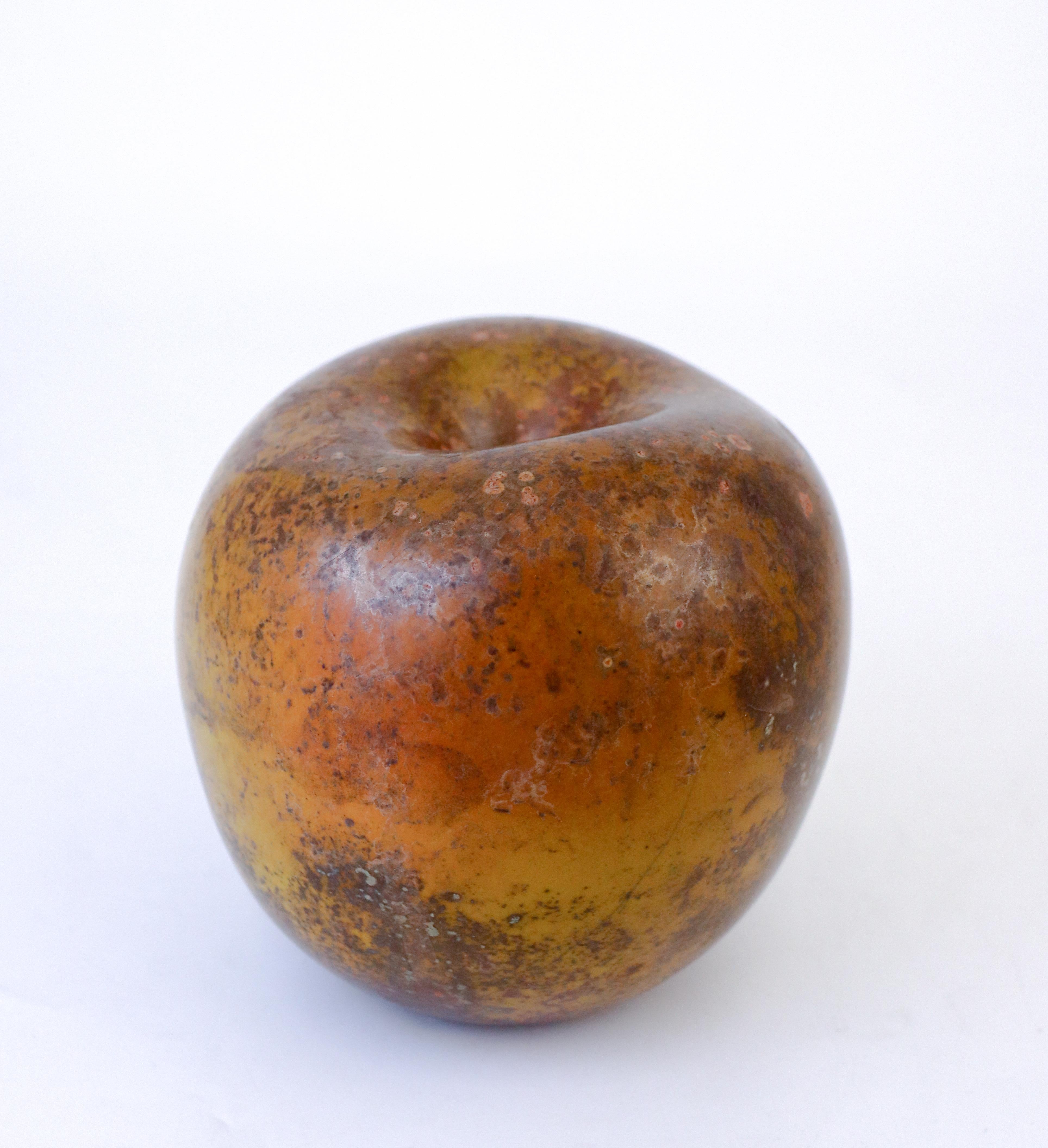 A stunning apple designed by the Swedish ceramicist Hans Hedberg, who lived and worked in Biot, France. It is 12.5 cm (5