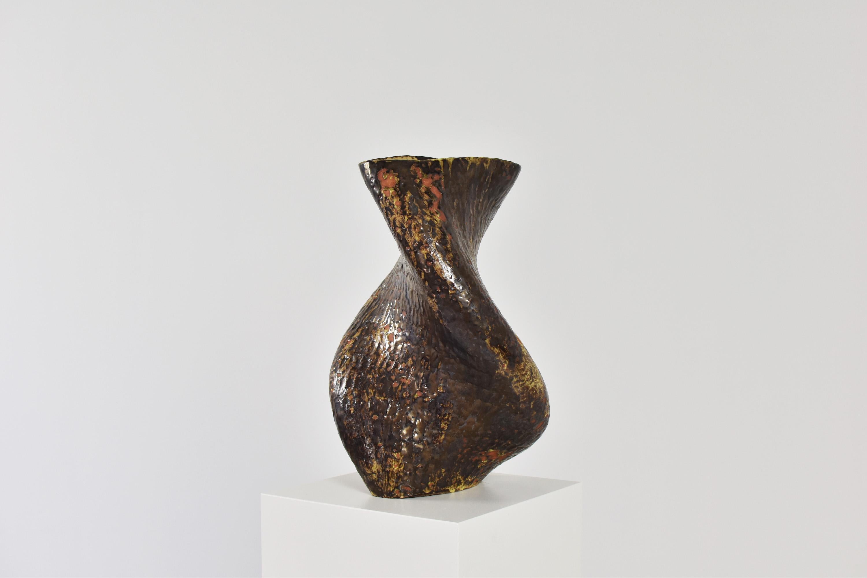 Stunning ceramic vase by Ole Victor, Denmark, 2005. Ole Victor is a Danish artist who attended Art Academy between 1975 and 1980. He creates artworks and ceramics ever since. Now runs exhibitions in galleries and museums across, Denmark. Our piece