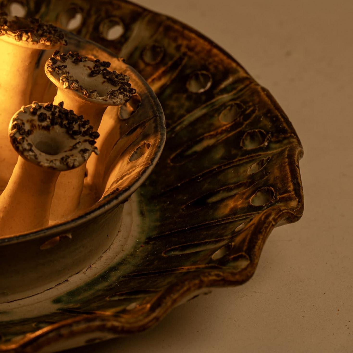 Glazed Stunning Ceramic Wall Light in the style of Axella, Denmark 1970 For Sale