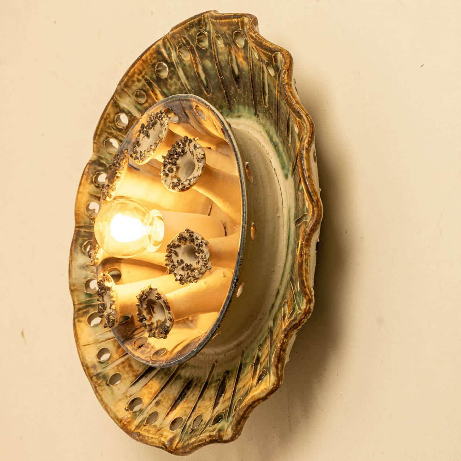 Stunning Ceramic Wall Light in the style of Axella, Denmark 1970 For Sale 1