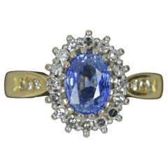 Stunning Ceylon Sapphire and Diamond 18 Carat Gold Cluster Ring