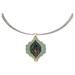 Ciondolo Chakra in agata Drusy con diamanti e rubini di Zoltan David