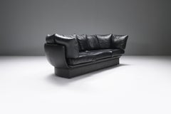Atemberaubendes Champagner-Sofa aus schwarzem Original-Leder von LEV & LEV Italien
