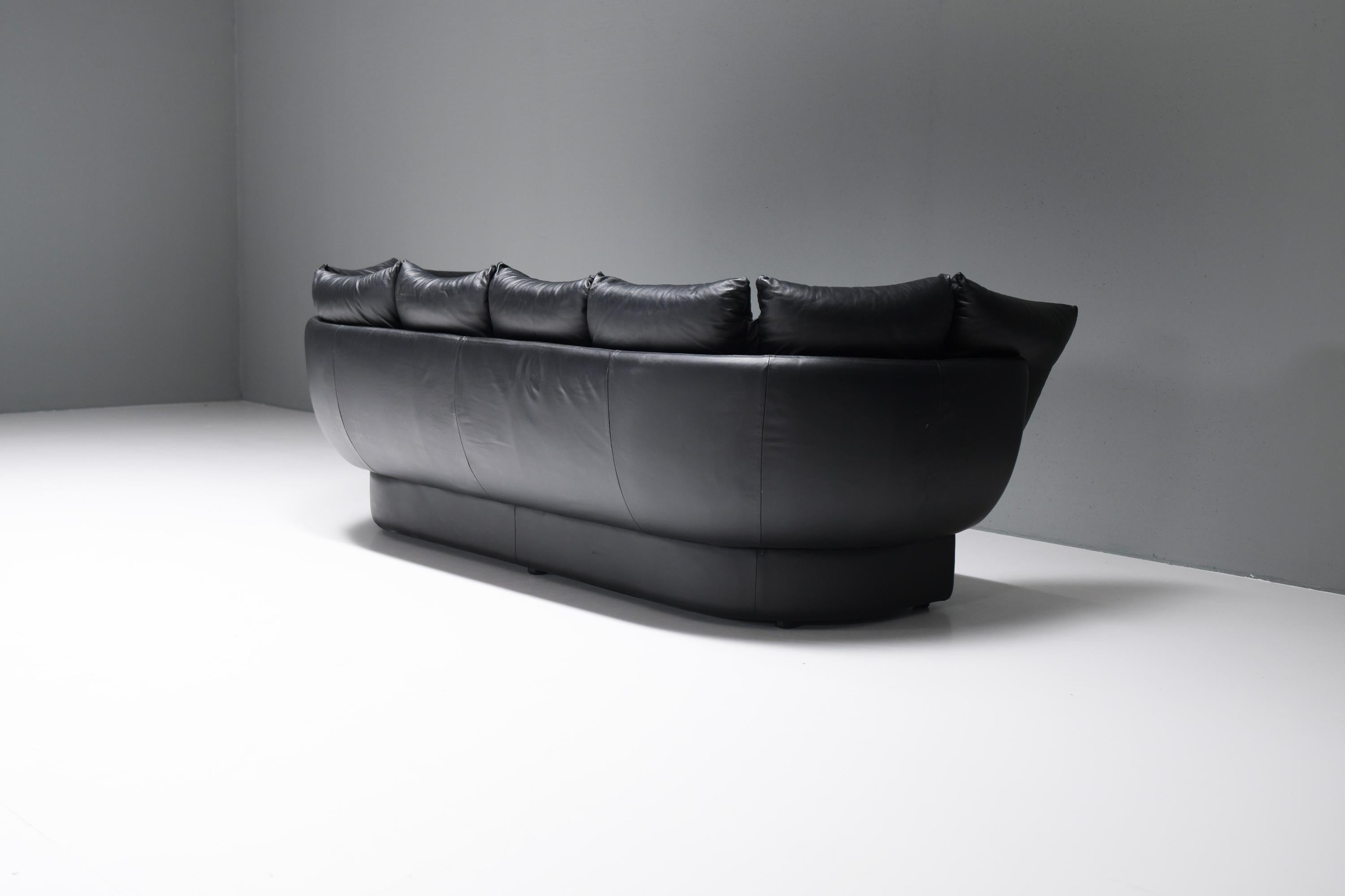 Stunning Champagne sofa in its original black leather by LEV & LEV Italy For Sale 1