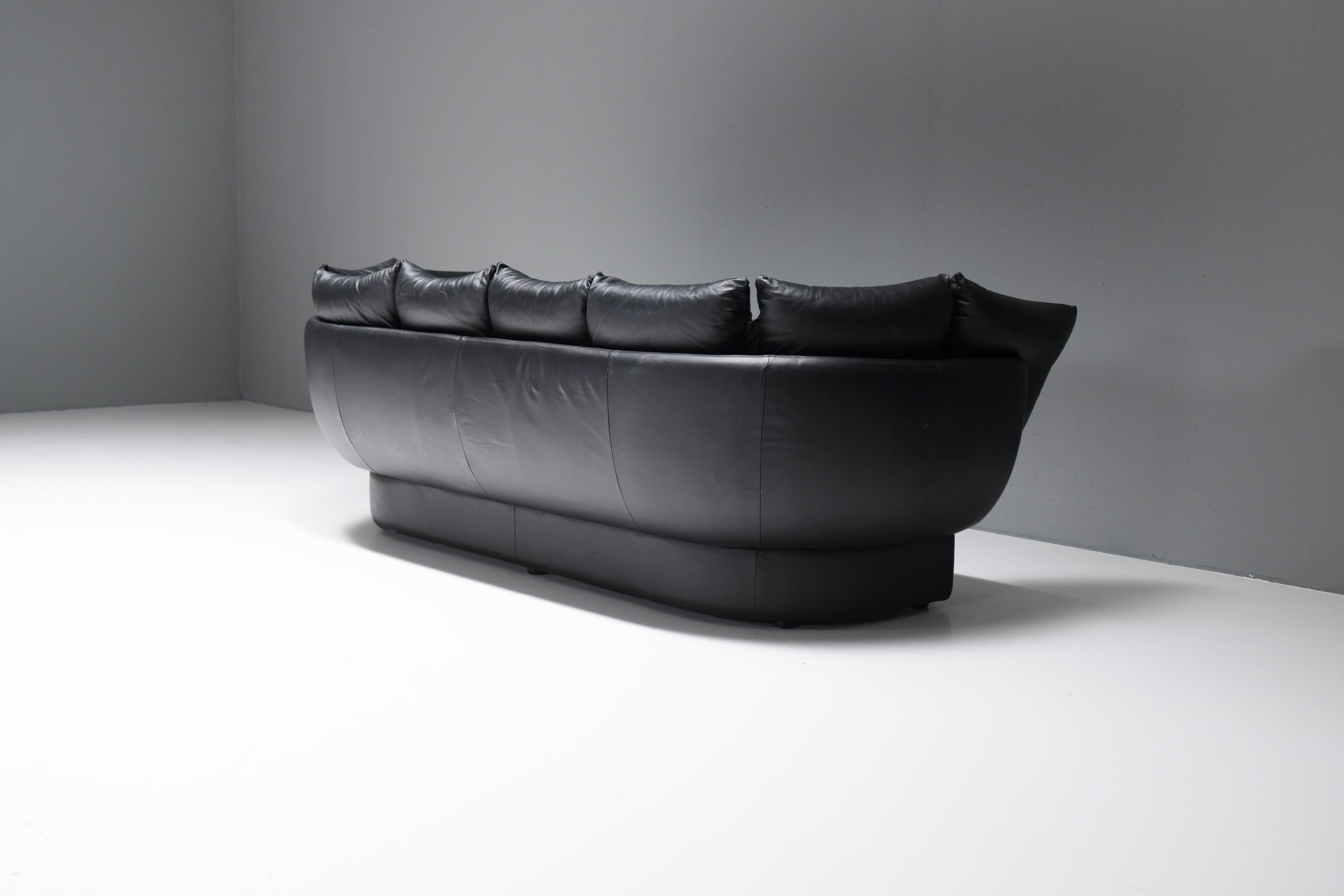 Superbe canapé Champagne en cuir noir d'origine par Lev & Lev Italie en vente 2