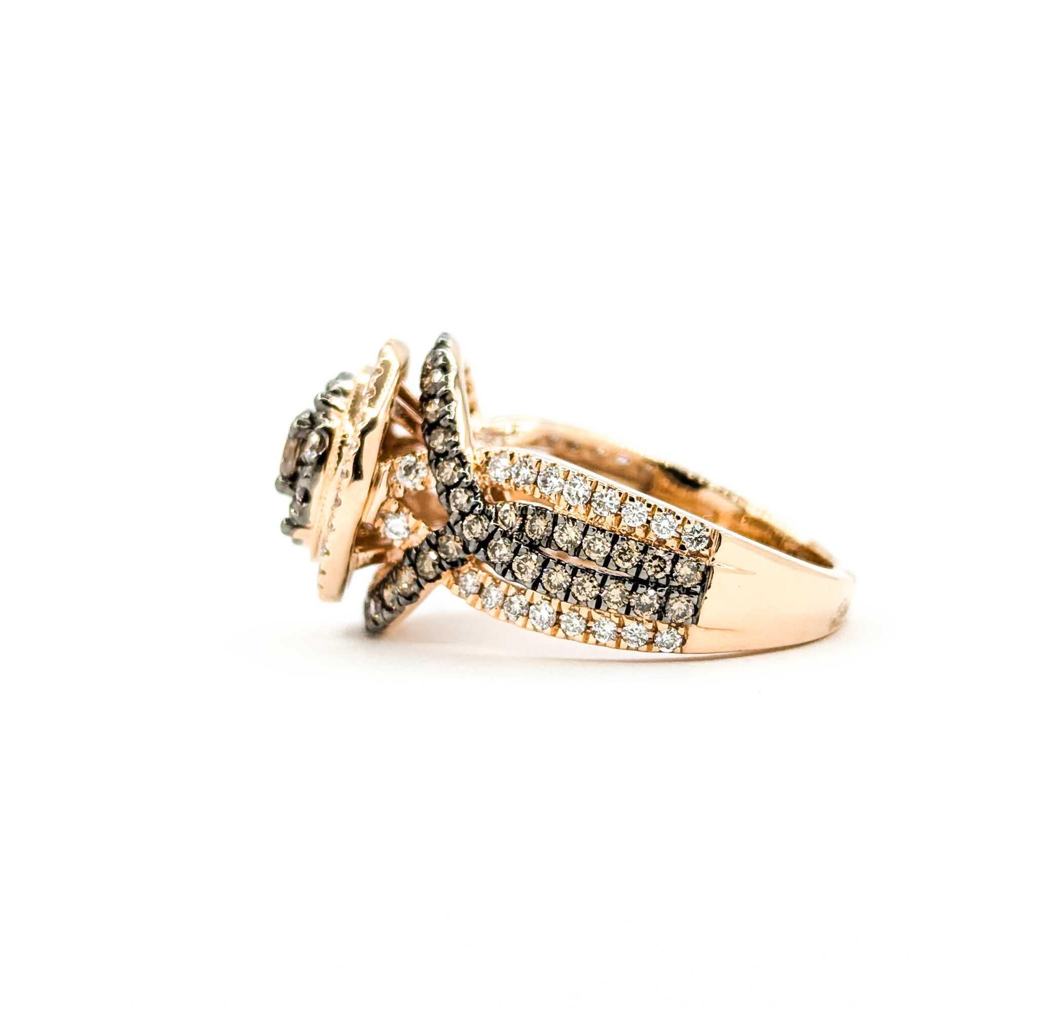 Atemberaubender Champagner- und Weißdiamantring aus 14k Roségold mit Diamanten 4