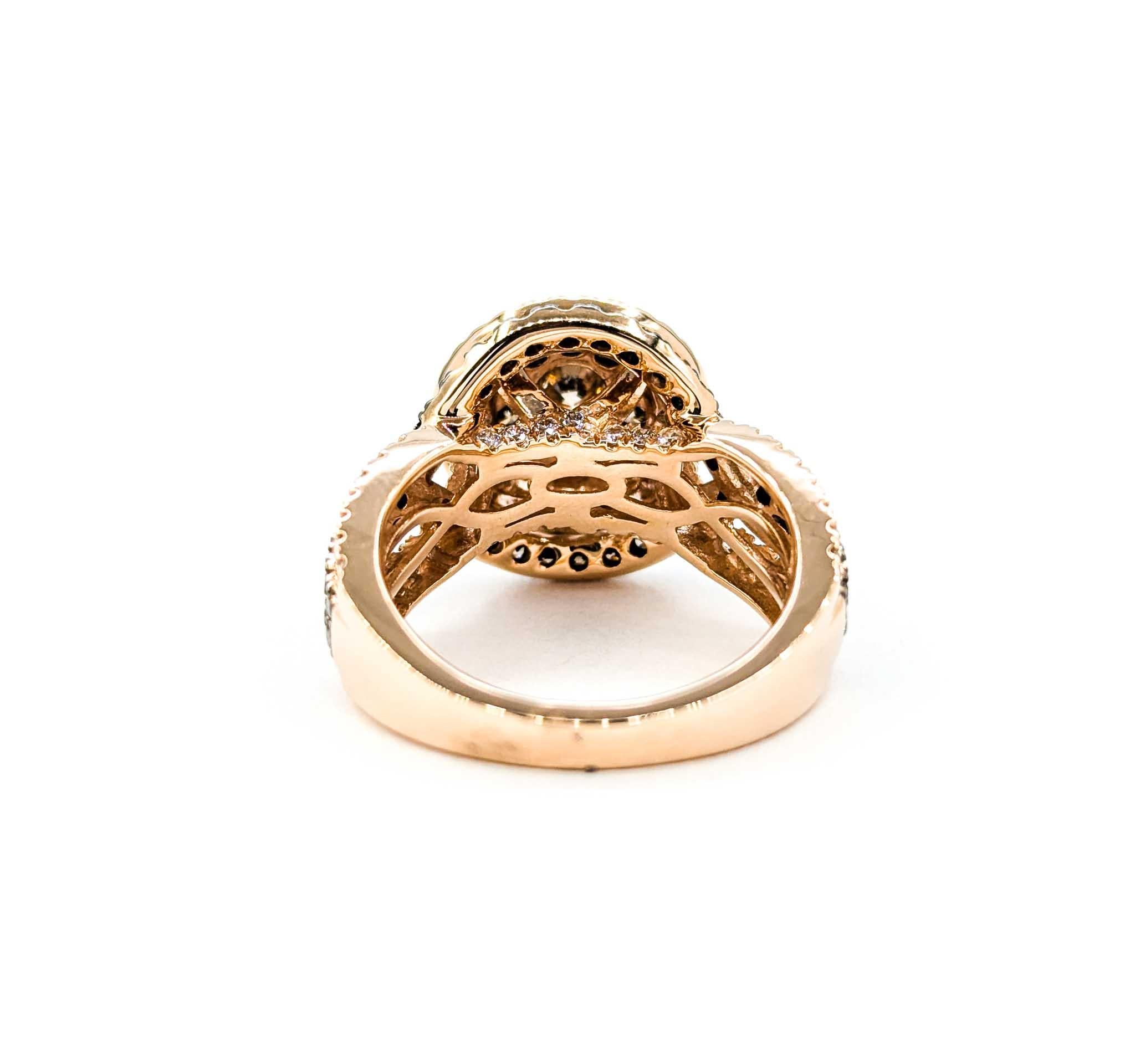Atemberaubender Champagner- und Weißdiamantring aus 14k Roségold mit Diamanten 1