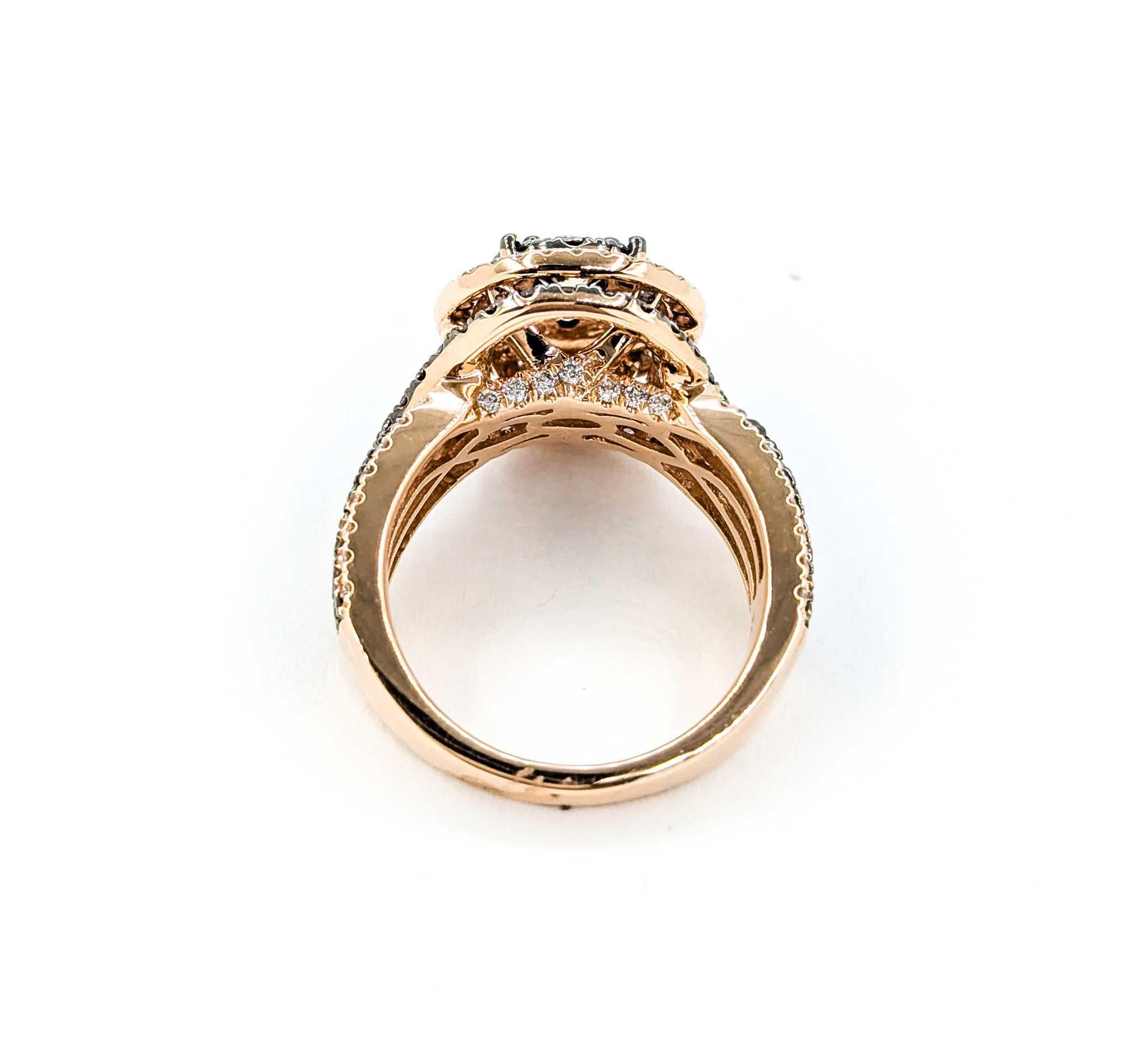 Atemberaubender Champagner- und Weißdiamantring aus 14k Roségold mit Diamanten 2