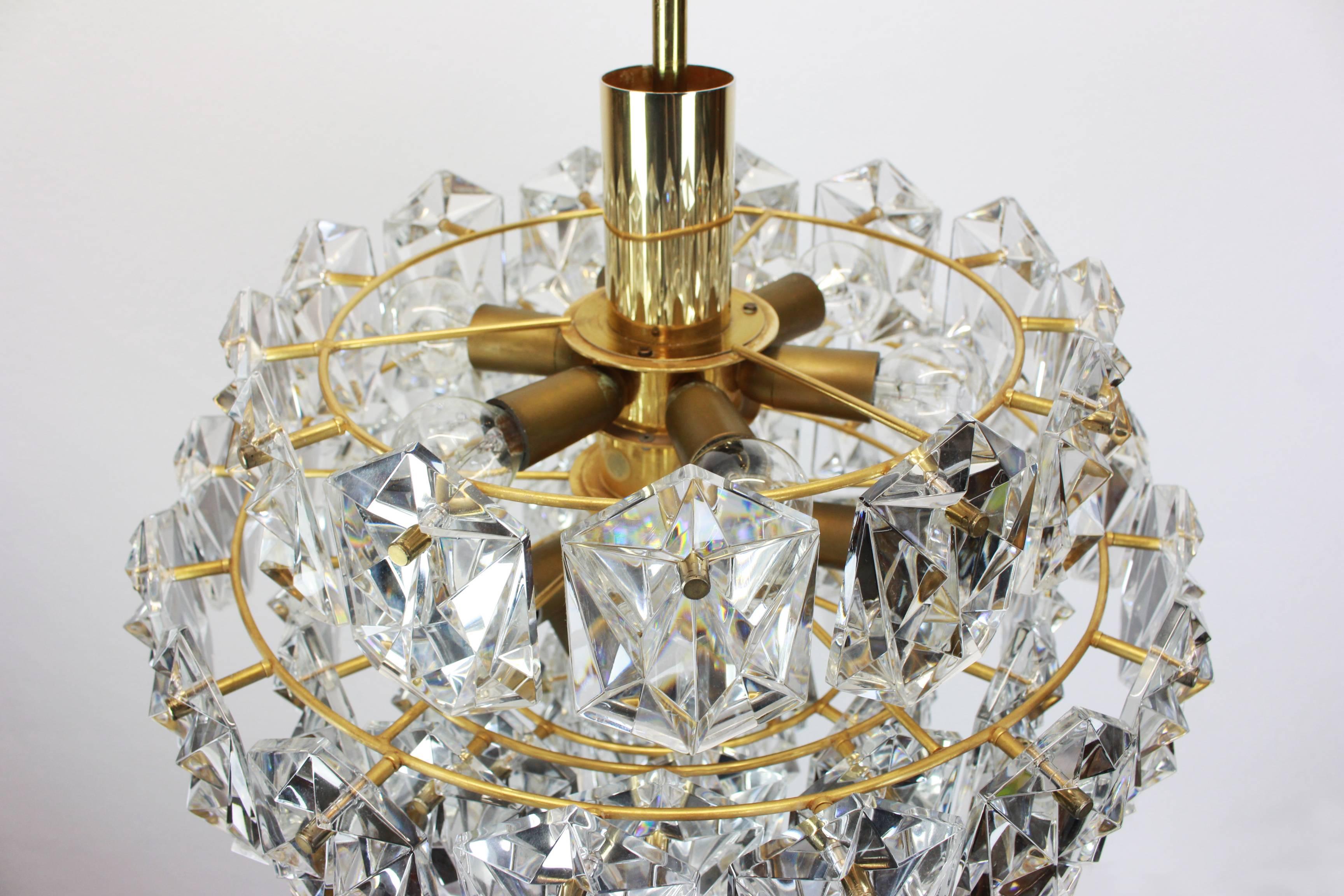 Late 20th Century Stunning Chandelier, Brass and Crystal Glass by Kinkeldey, Germany, 1960s