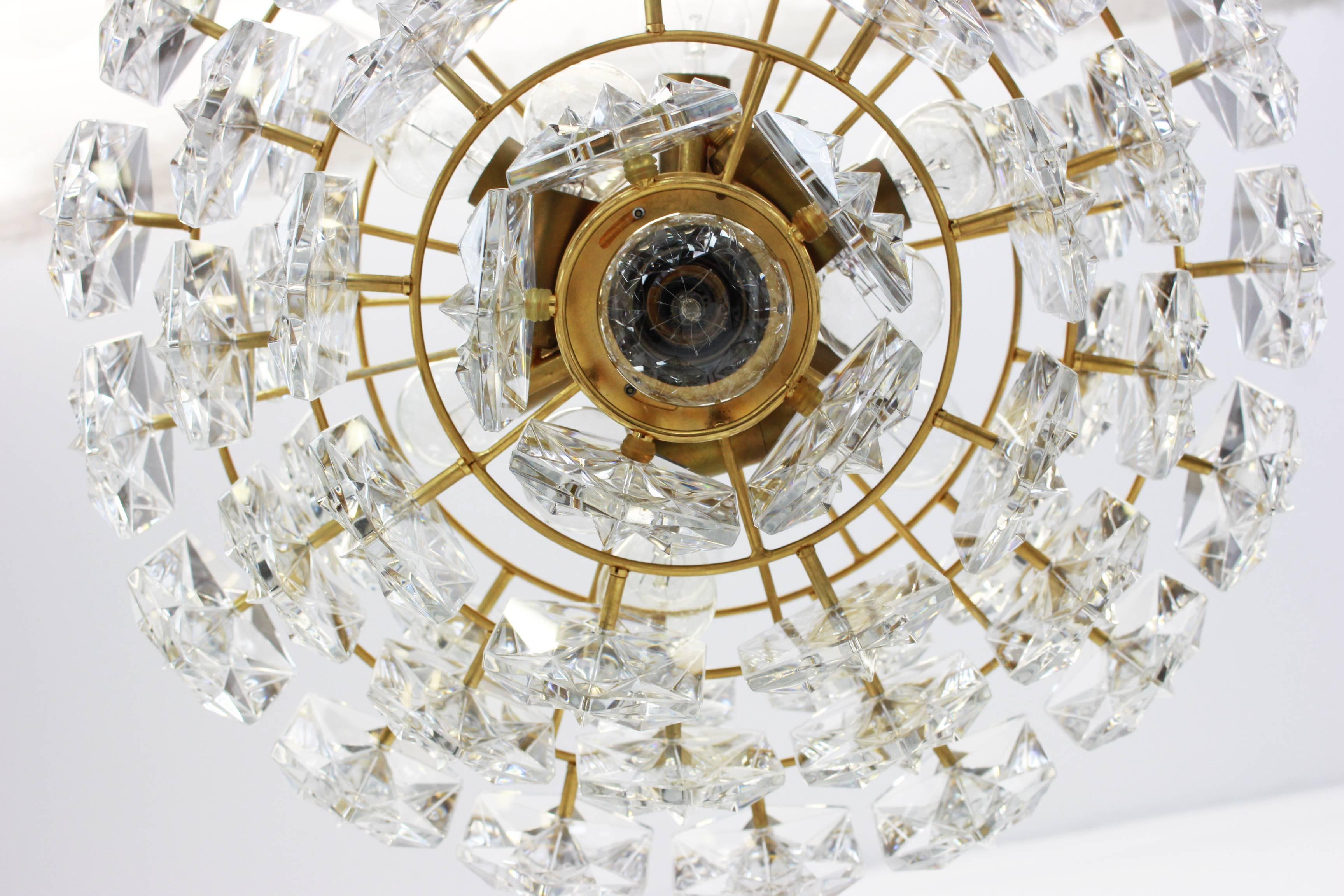 Stunning Chandelier, Brass and Crystal Glass by Kinkeldey, Germany, 1960s 1