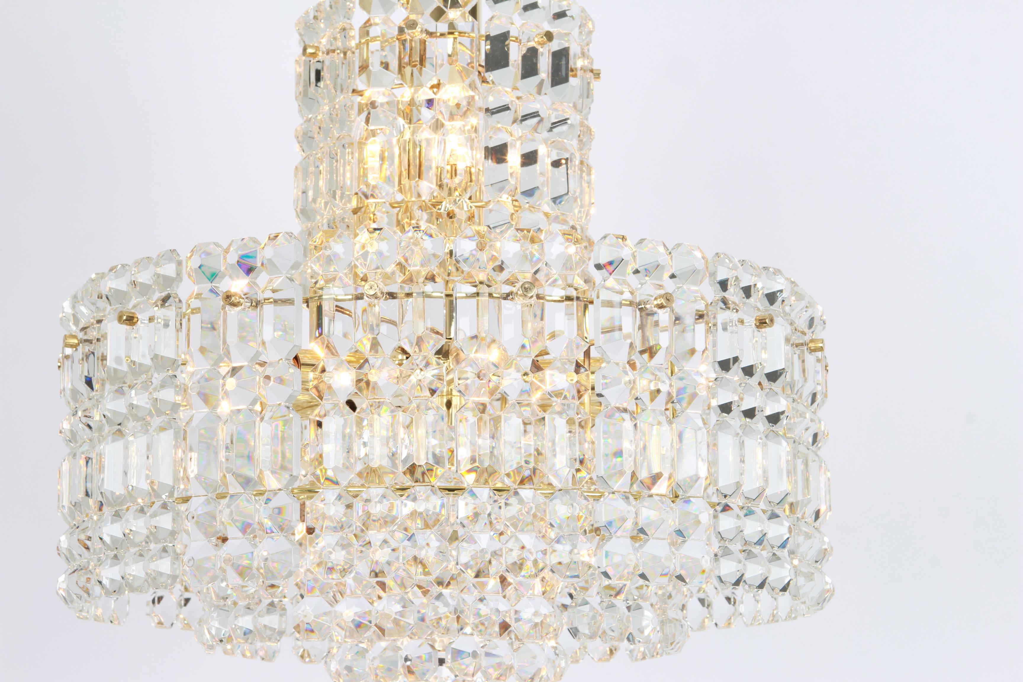 Stunning Chandelier, Brass and Crystal Glass by Kinkeldey, Germany, 1960s 1