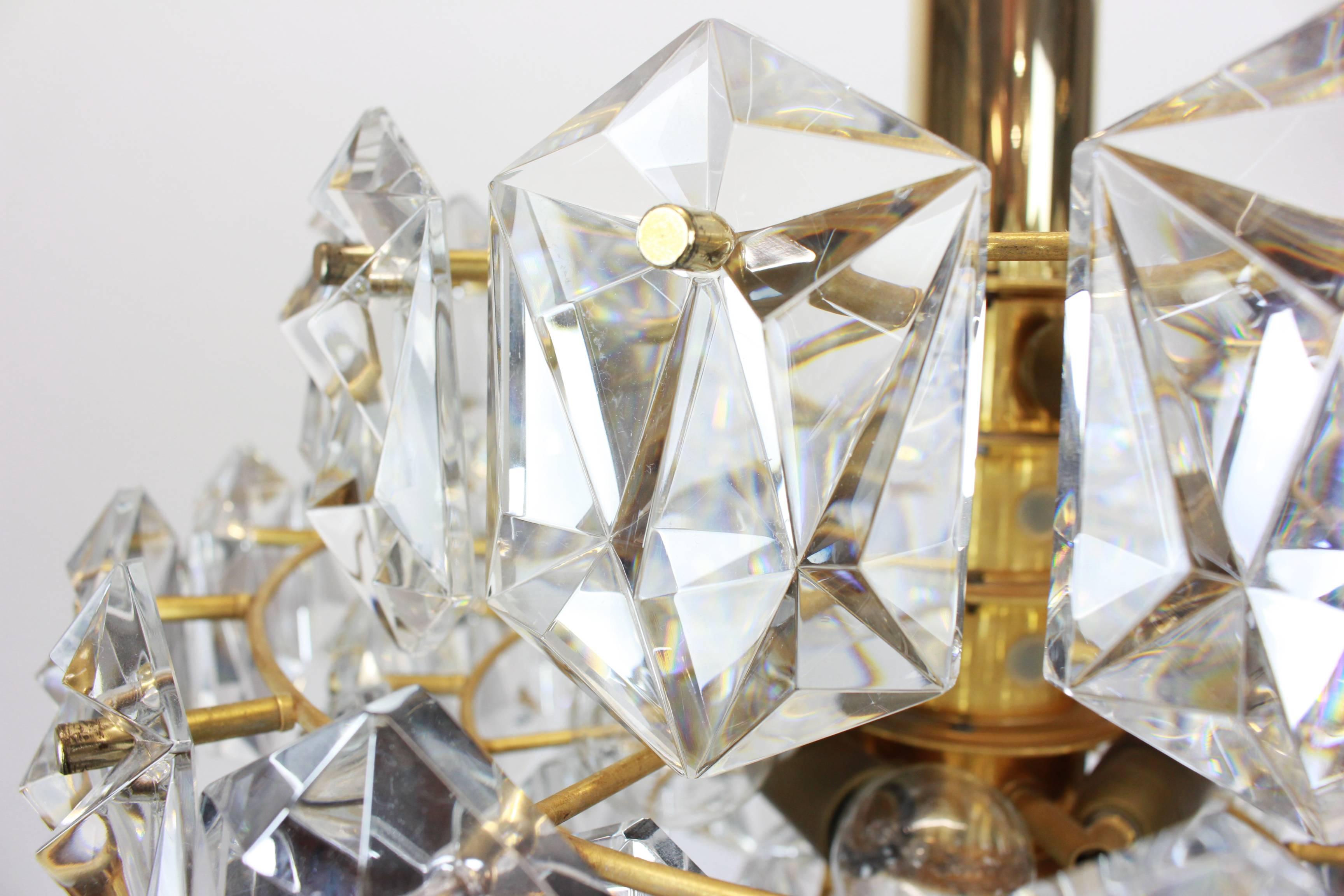 Stunning Chandelier, Brass and Crystal Glass by Kinkeldey, Germany, 1960s 3